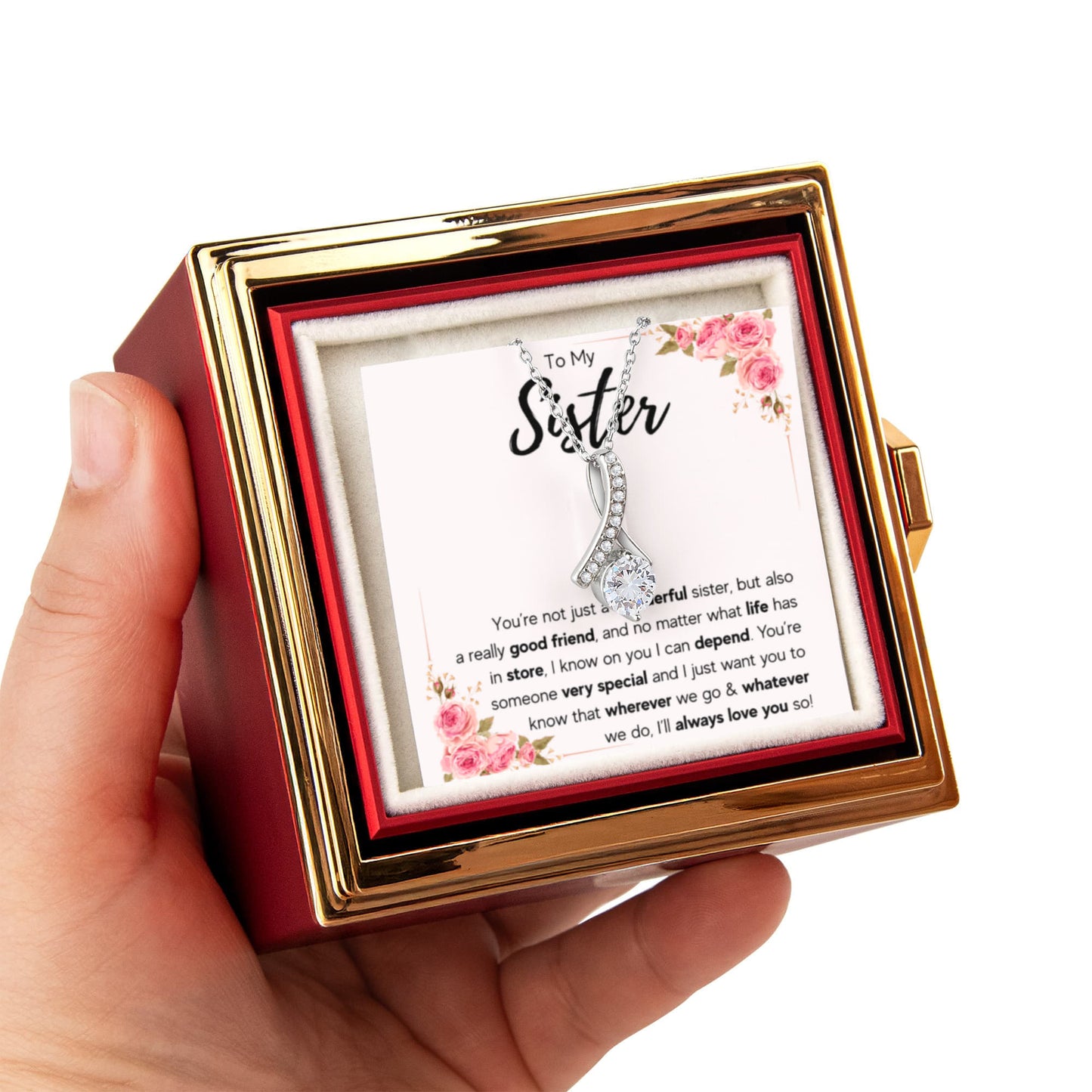 TO MY SISTER LOVE YOU SO ALLURING NECKLACE ROSE BOX GIFT SET
