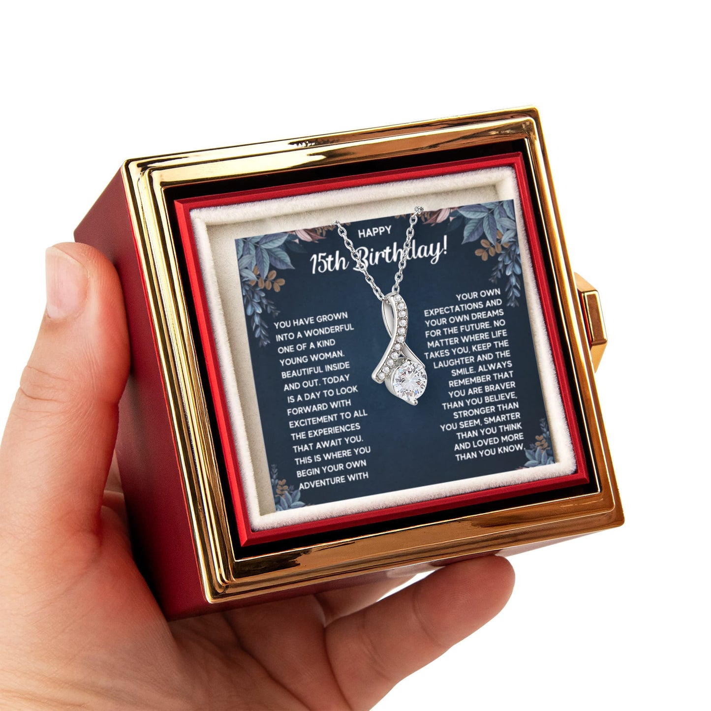 HAPPY 15TH BIRTHDAY DREAMS ALLURING NECKLACE ROSE BOX GIFT SET