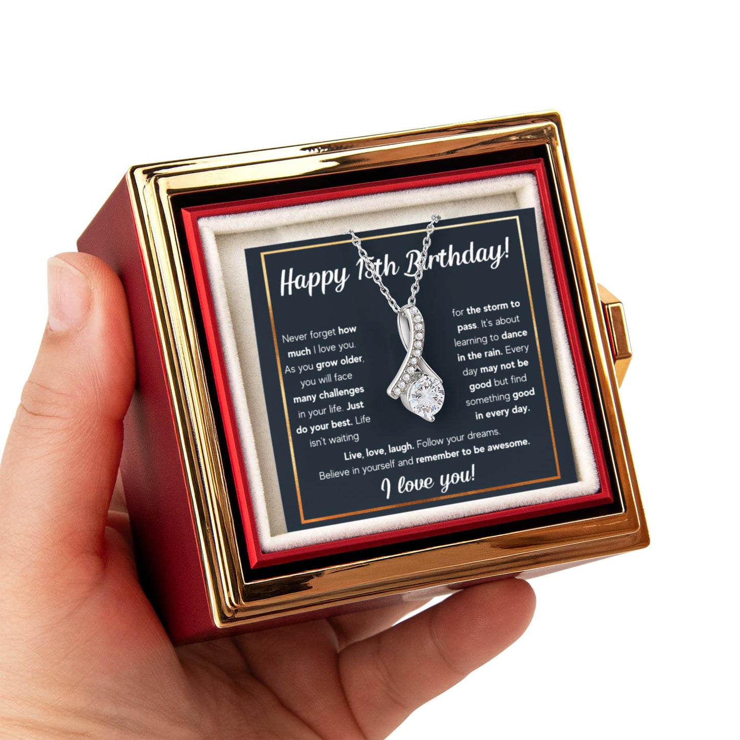 HAPPY 15TH BIRTHDAY RAIN ALLURING NECKLACE ROSE BOX GIFT SET