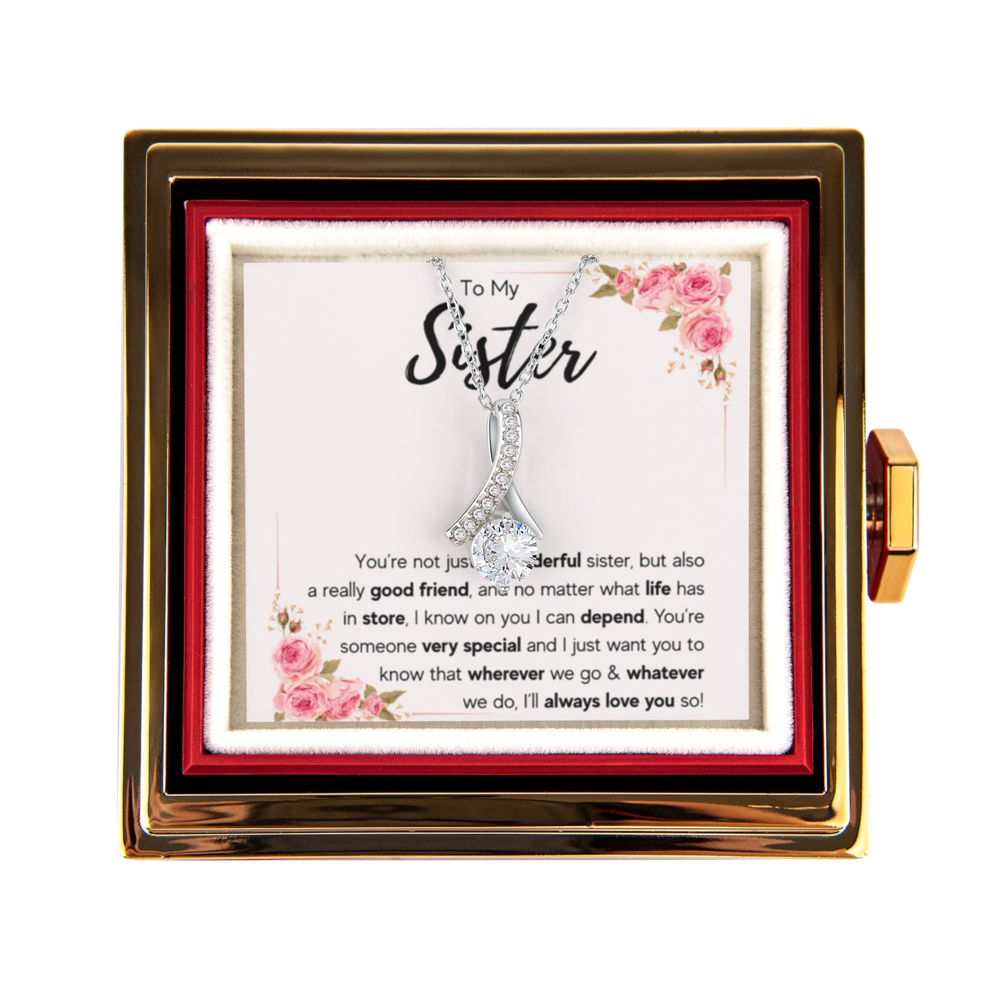 TO MY SISTER LOVE YOU SO ALLURING NECKLACE ROSE BOX GIFT SET