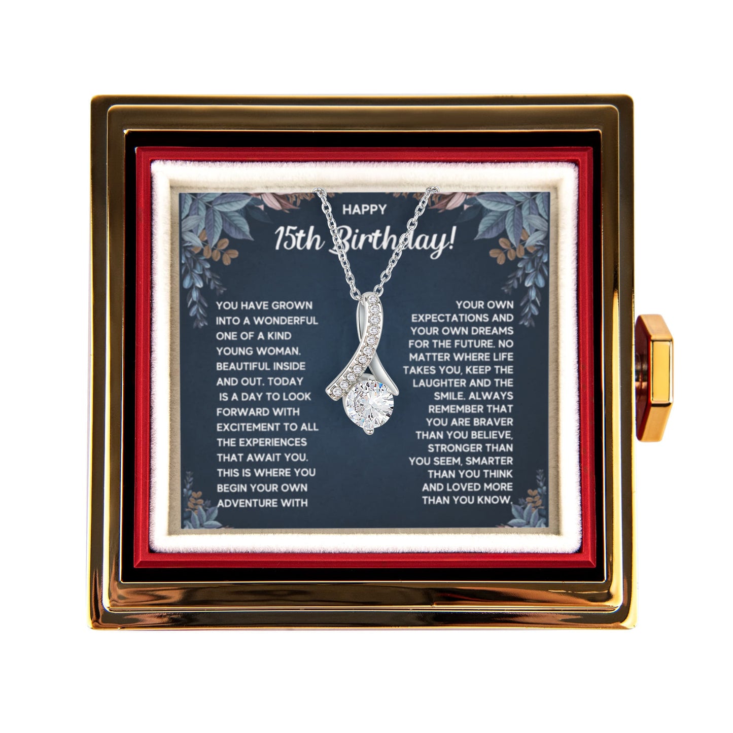 HAPPY 15TH BIRTHDAY DREAMS ALLURING NECKLACE ROSE BOX GIFT SET