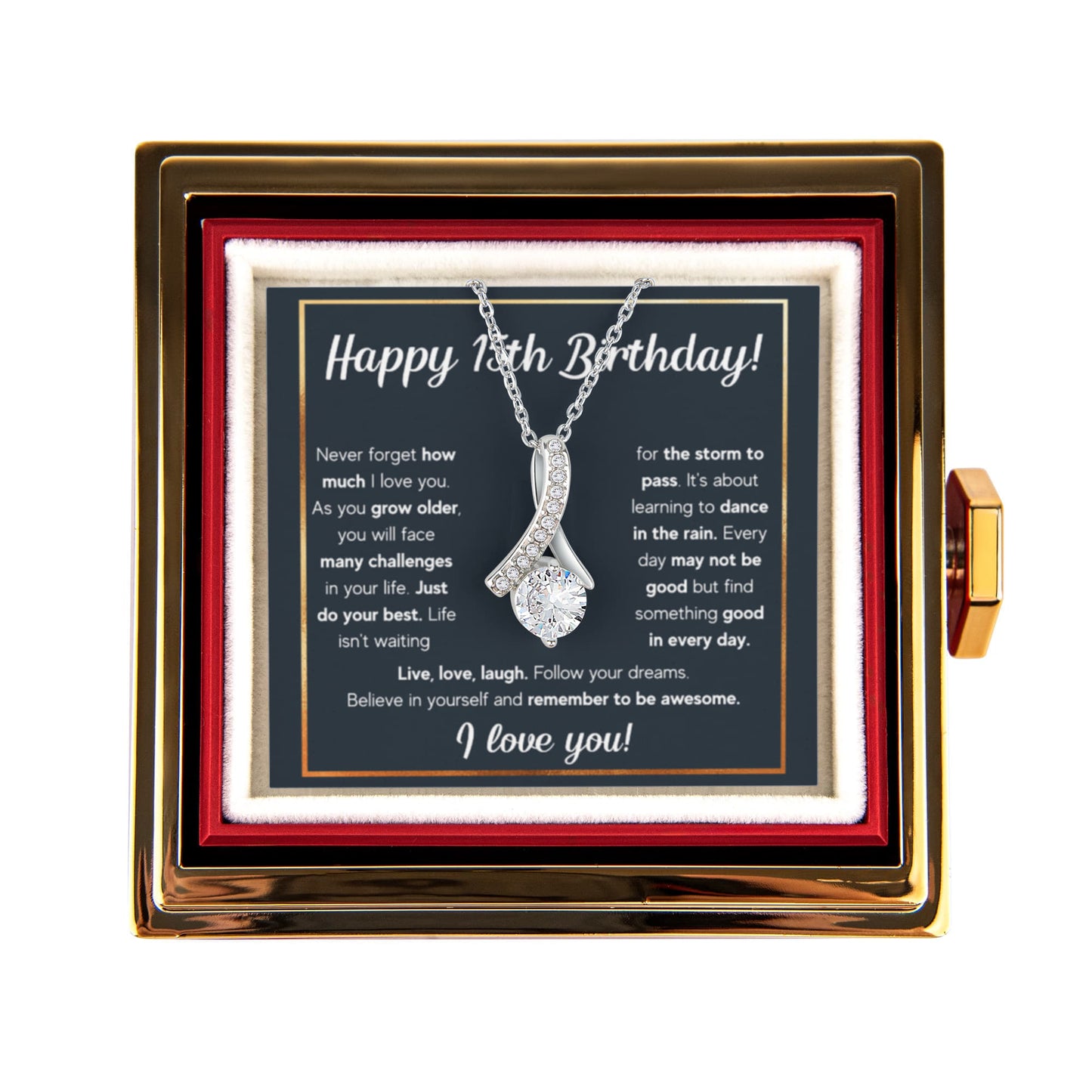 HAPPY 15TH BIRTHDAY RAIN ALLURING NECKLACE ROSE BOX GIFT SET