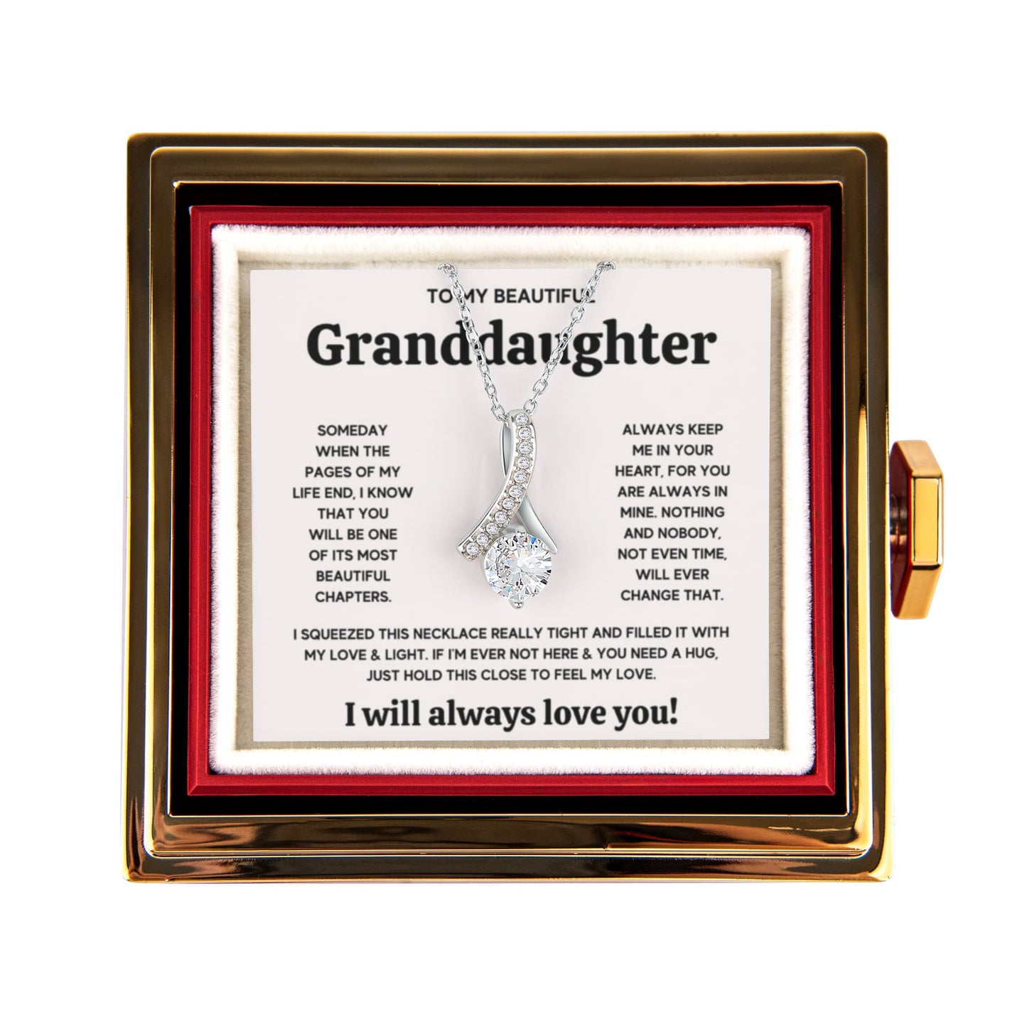 TO MY GRANDDAUGHTER SQUEEZED ALLURING NECKLACE ROSE GIFT SET