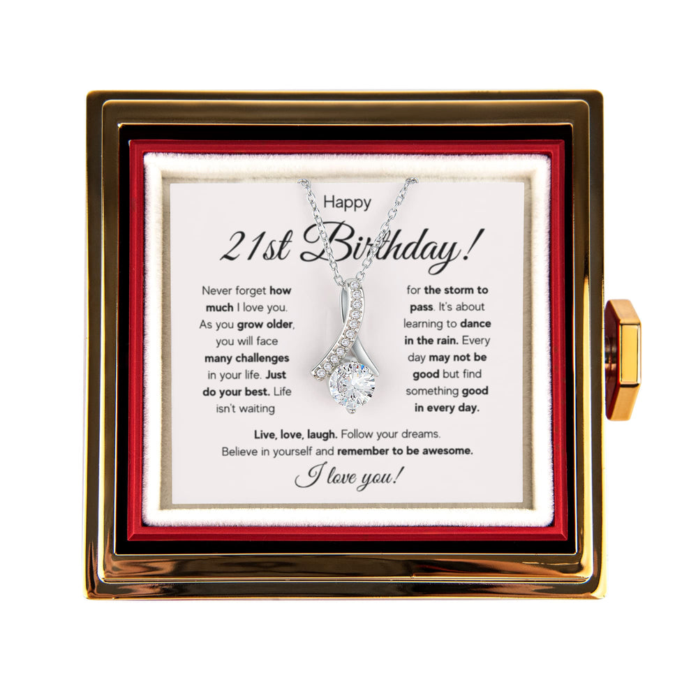 21ST BIRTHDAY RAIN ALLURING NECKLACE ROSE BOX GIFT SET