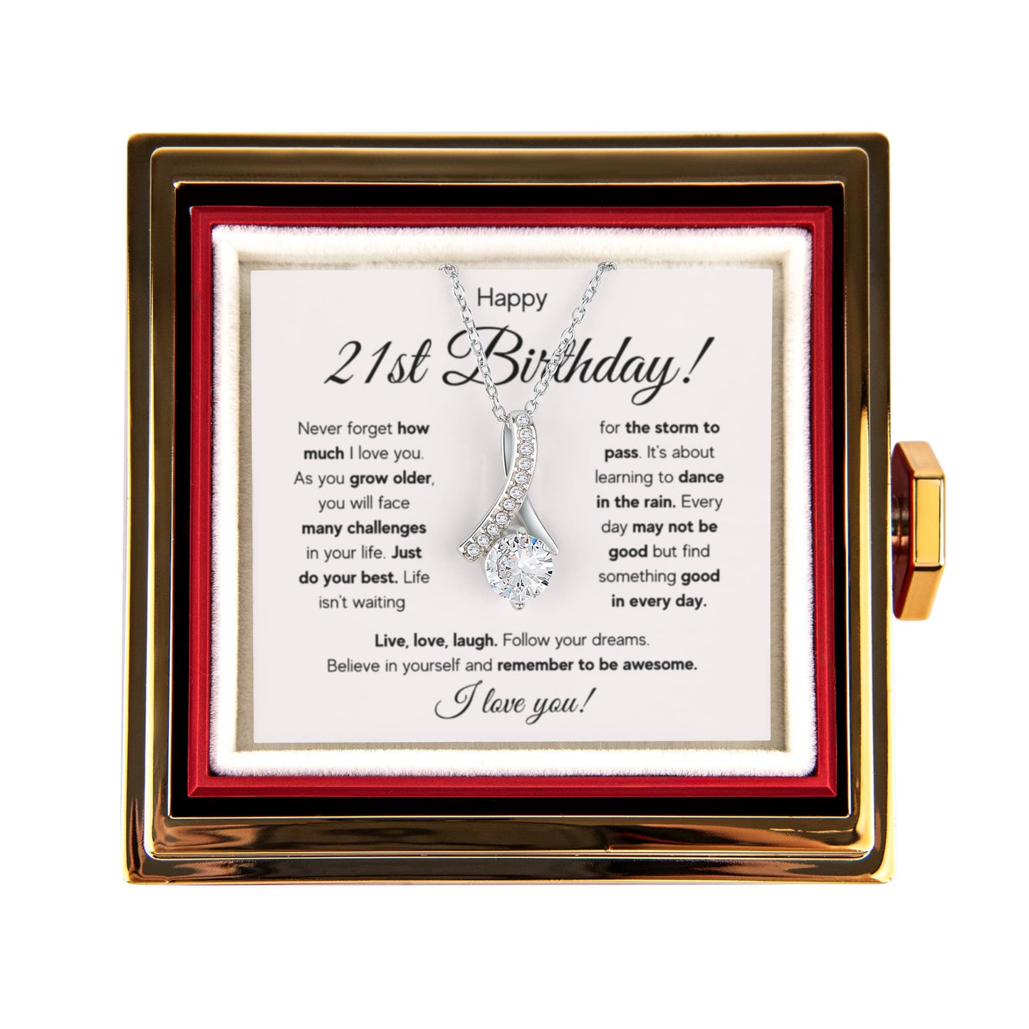 21ST BIRTHDAY RAIN ALLURING NECKLACE ROSE BOX GIFT SET