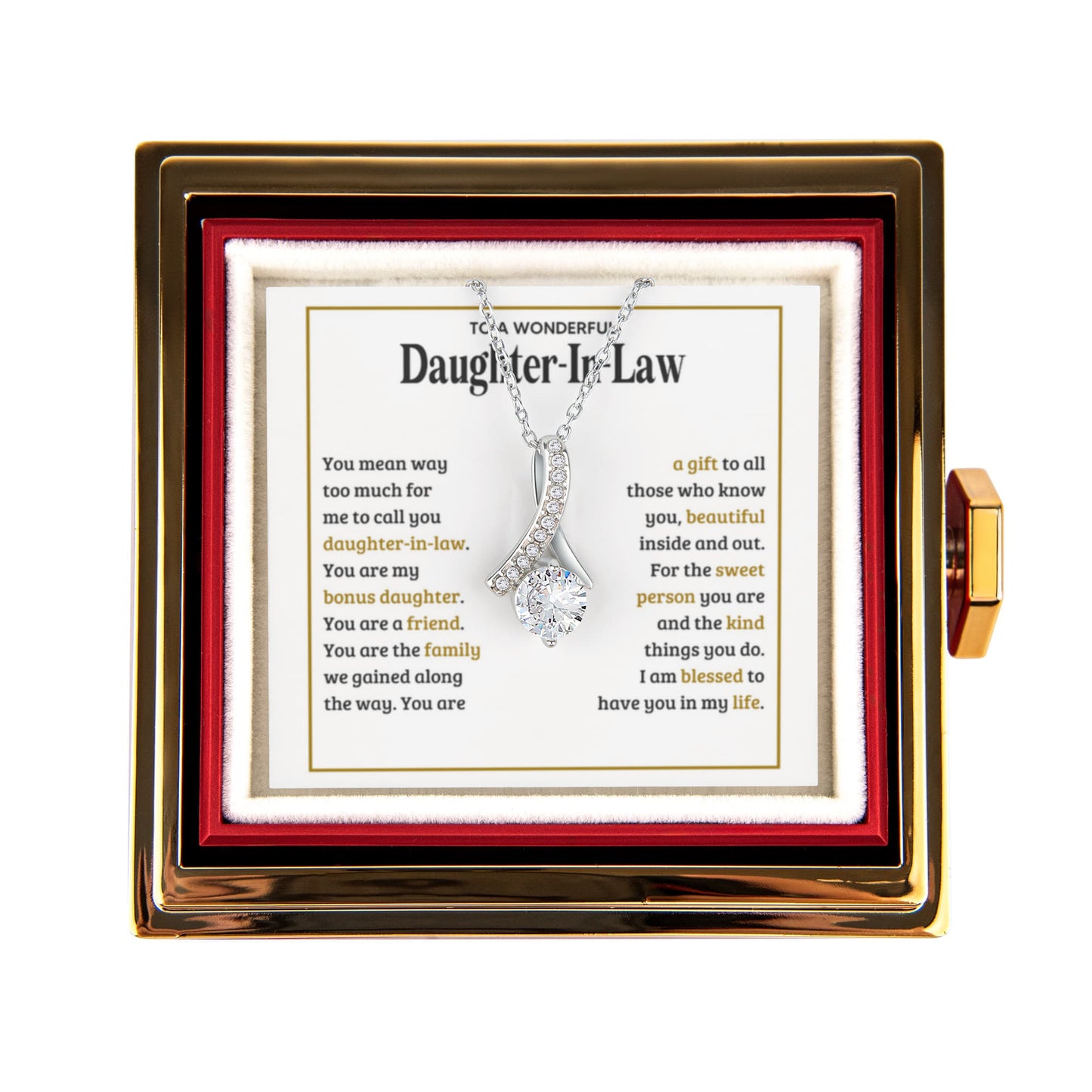 TO MY DAUGHTER IN LAW SWEET PERSON ALLURING BEAUTY NECKLACE ROSE BOX GIFT SET