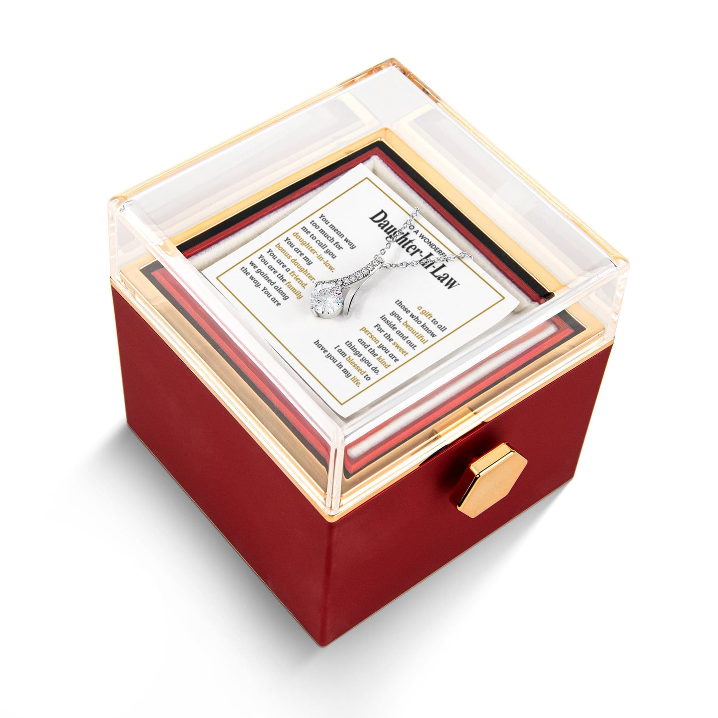 TO MY DAUGHTER IN LAW SWEET PERSON ALLURING BEAUTY NECKLACE ROSE BOX GIFT SET