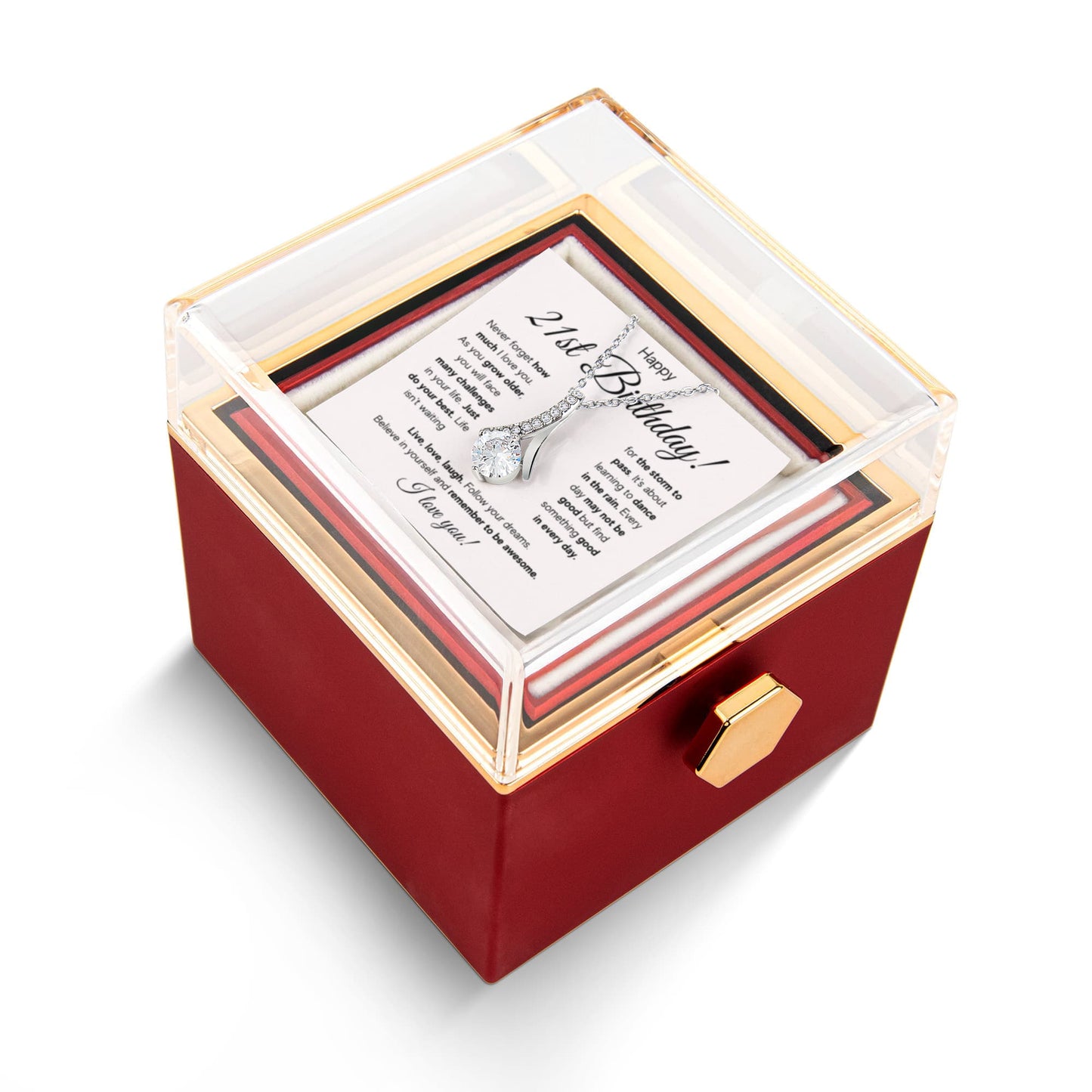 21ST BIRTHDAY RAIN ALLURING NECKLACE ROSE BOX GIFT SET