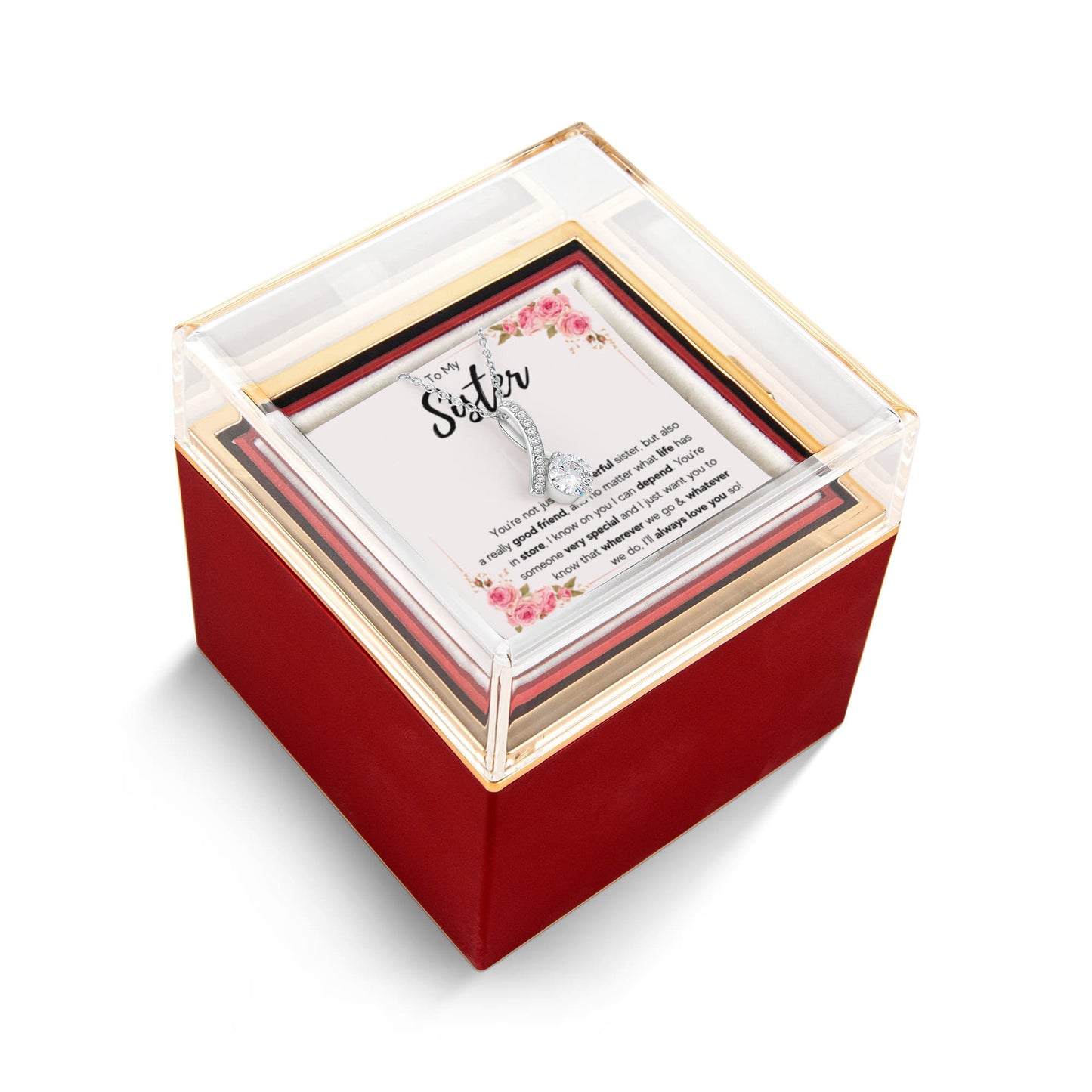 TO MY SISTER LOVE YOU SO ALLURING NECKLACE ROSE BOX GIFT SET