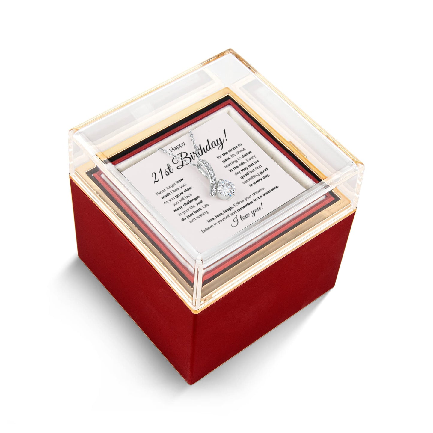 21ST BIRTHDAY RAIN ALLURING NECKLACE ROSE BOX GIFT SET