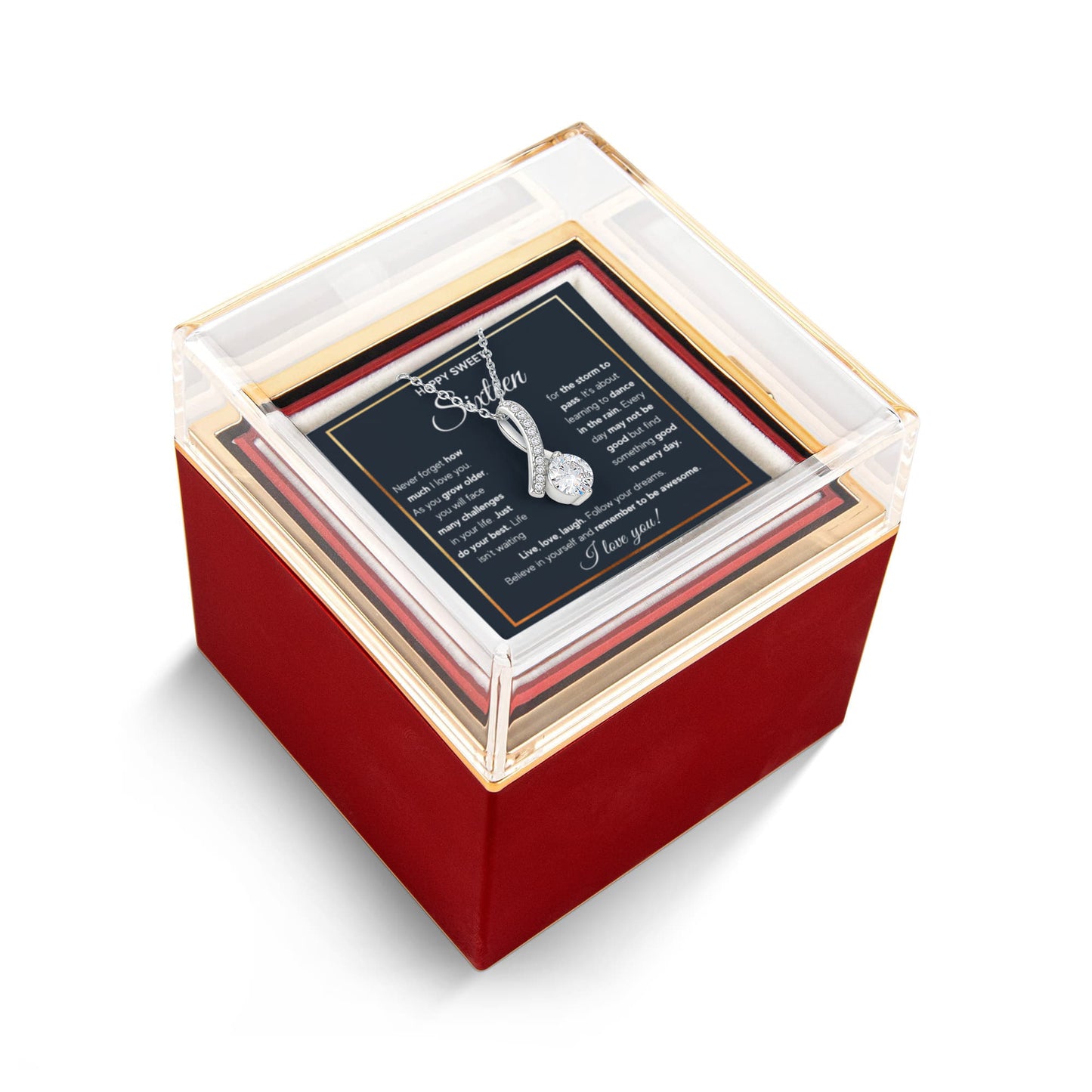 HAPPY SWEET SIXTEEN RAIN ALLURING NECKLACE ROSE BOX GIFT SET