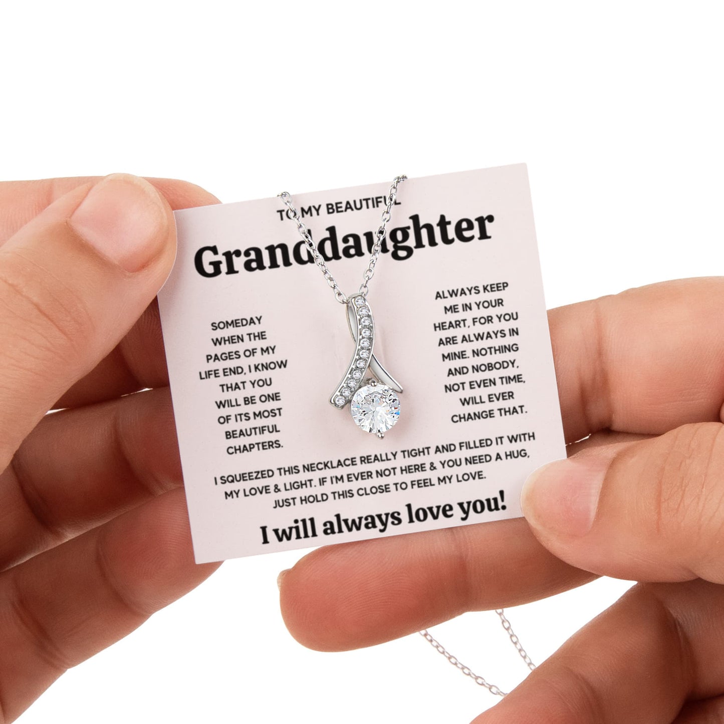 TO MY GRANDDAUGHTER SQUEEZED ALLURING NECKLACE ROSE GIFT SET