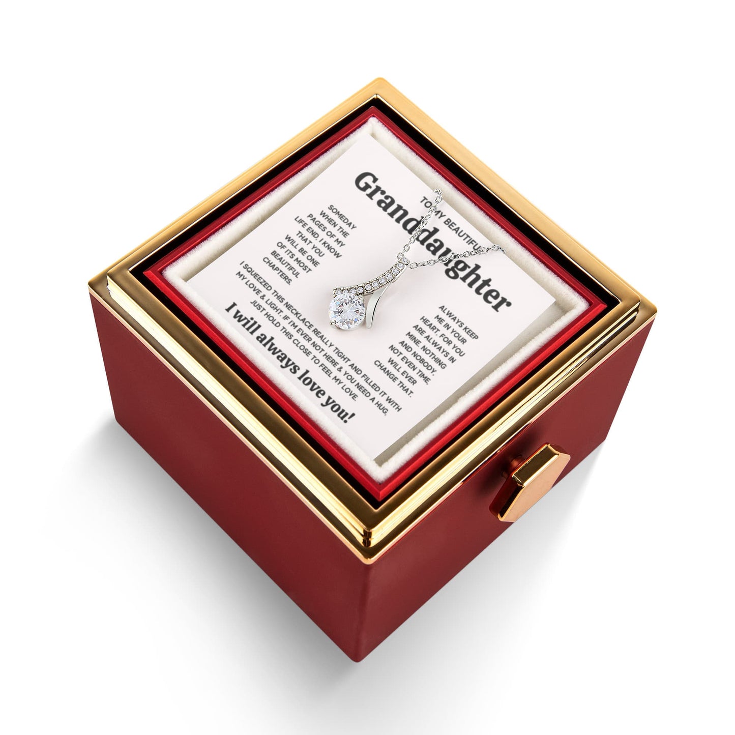 TO MY GRANDDAUGHTER SQUEEZED ALLURING NECKLACE ROSE GIFT SET