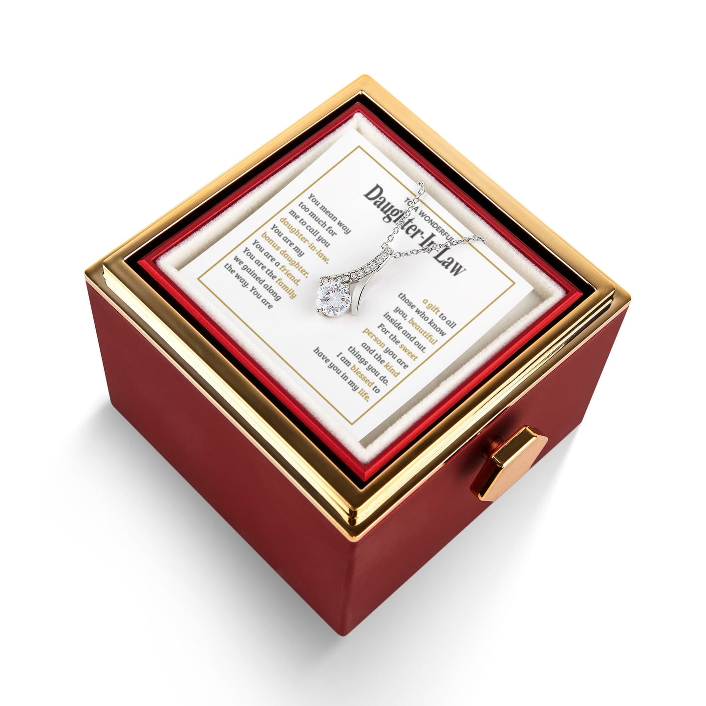 TO MY DAUGHTER IN LAW SWEET PERSON ALLURING BEAUTY NECKLACE ROSE BOX GIFT SET