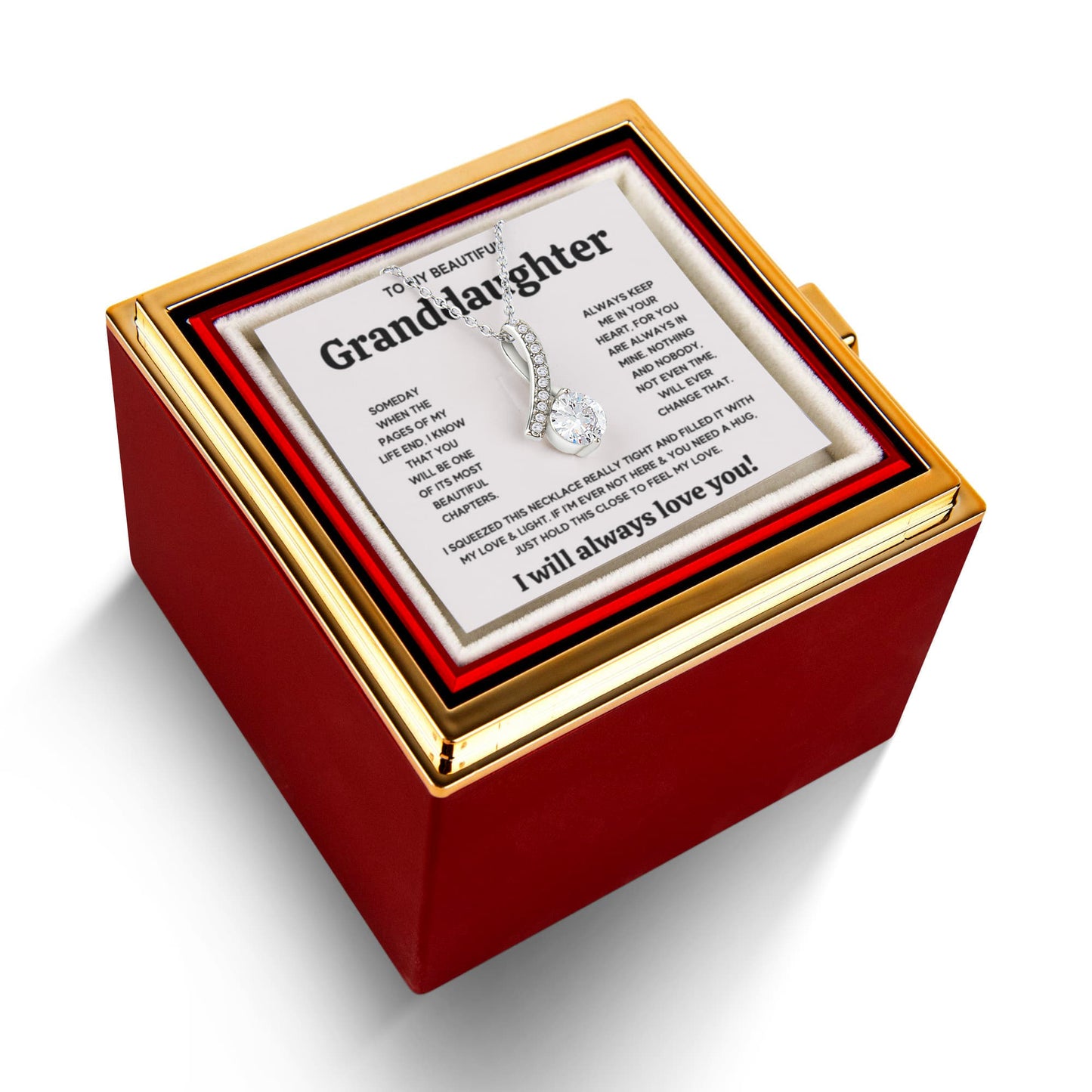 TO MY GRANDDAUGHTER SQUEEZED ALLURING NECKLACE ROSE GIFT SET