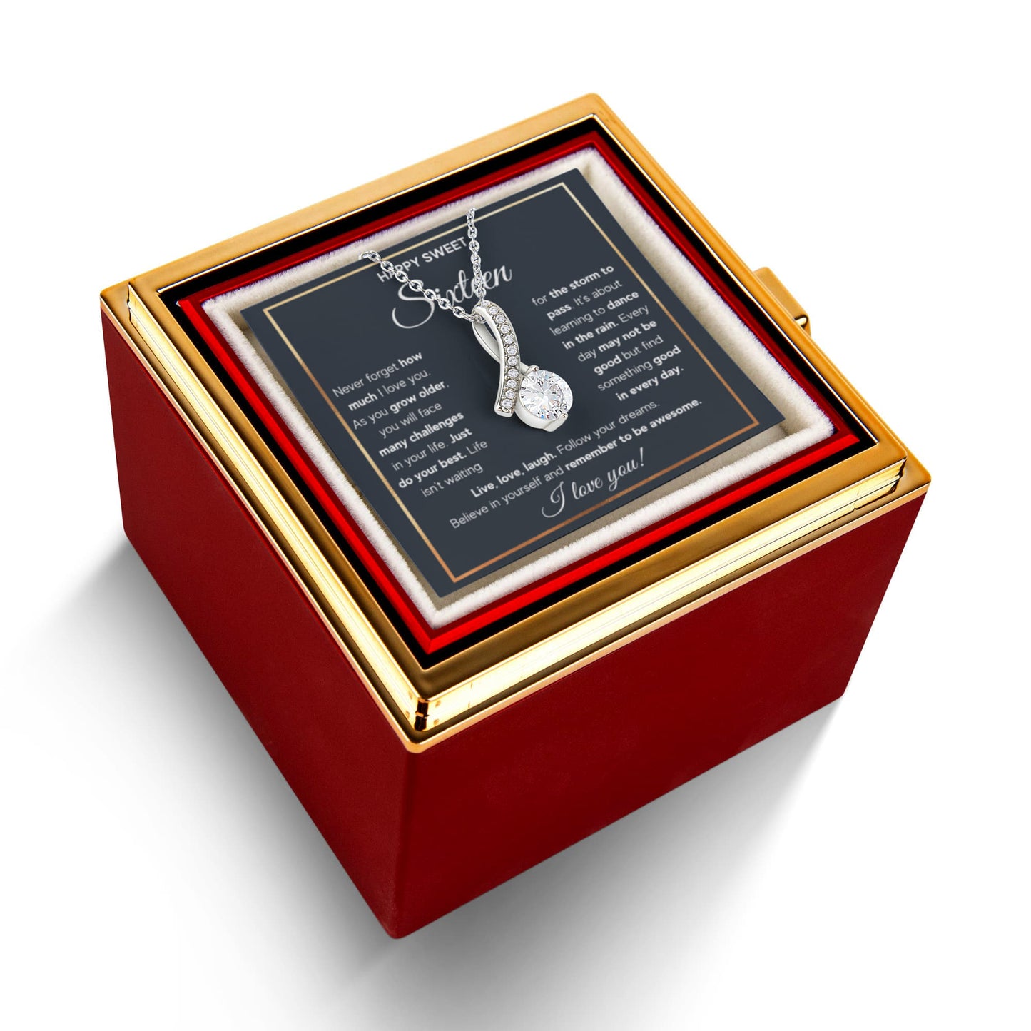 HAPPY SWEET SIXTEEN RAIN ALLURING NECKLACE ROSE BOX GIFT SET