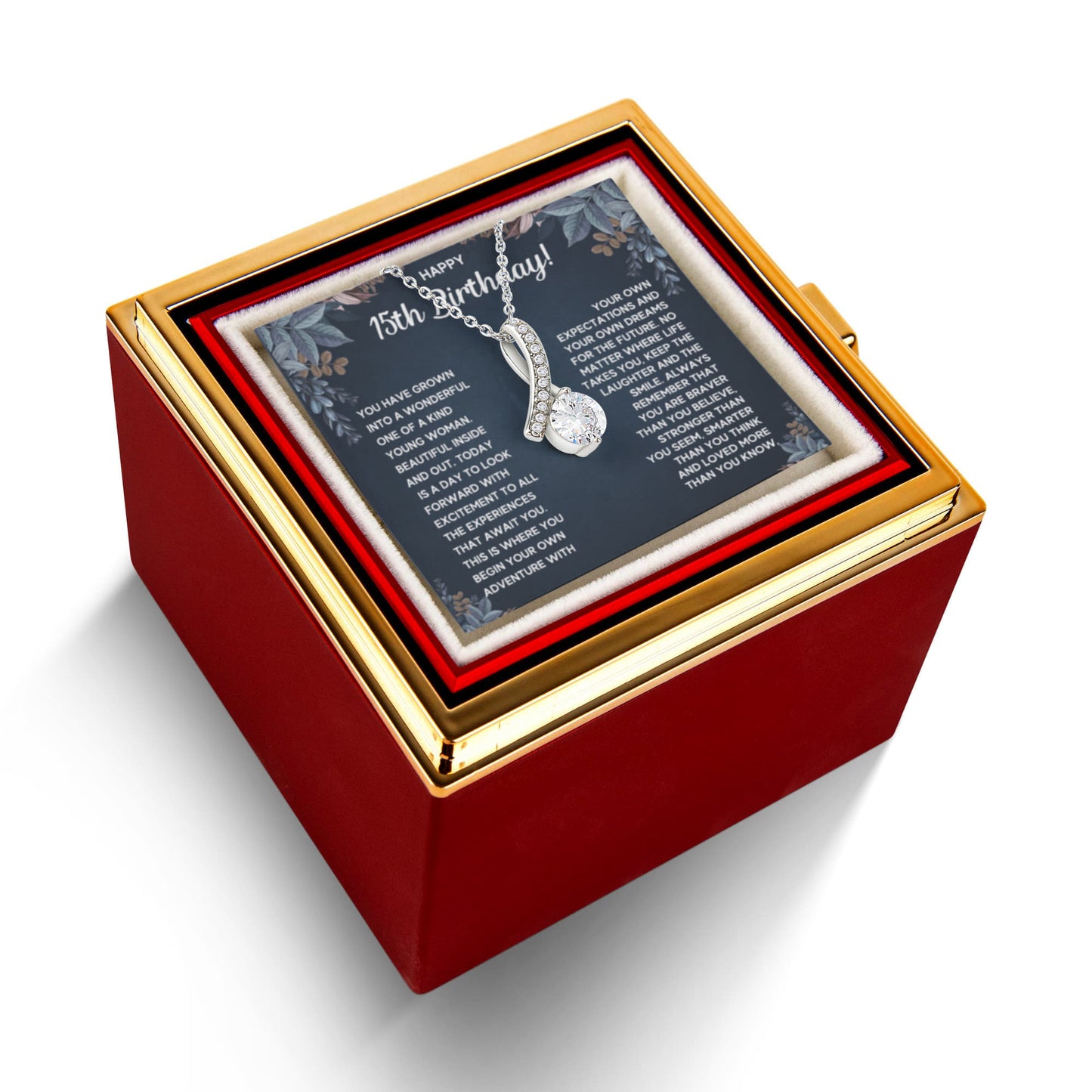 HAPPY 15TH BIRTHDAY DREAMS ALLURING NECKLACE ROSE BOX GIFT SET