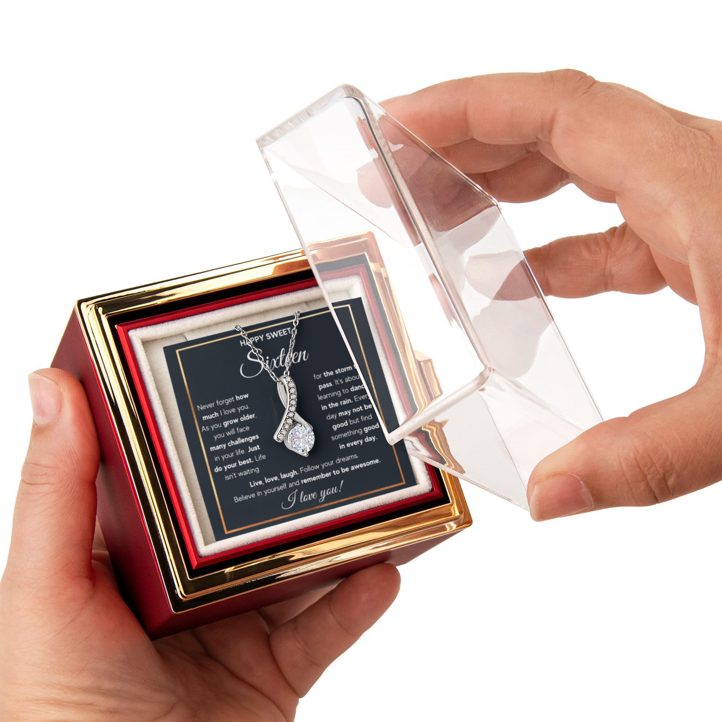 HAPPY SWEET SIXTEEN RAIN ALLURING NECKLACE ROSE BOX GIFT SET