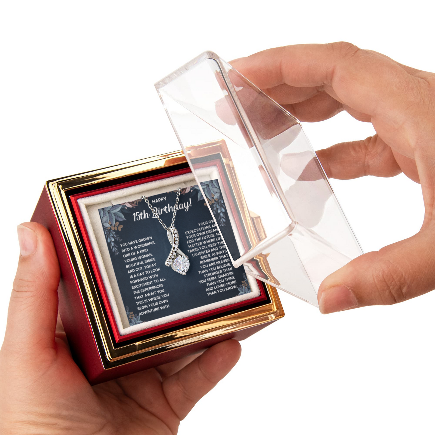 HAPPY 15TH BIRTHDAY DREAMS ALLURING NECKLACE ROSE BOX GIFT SET