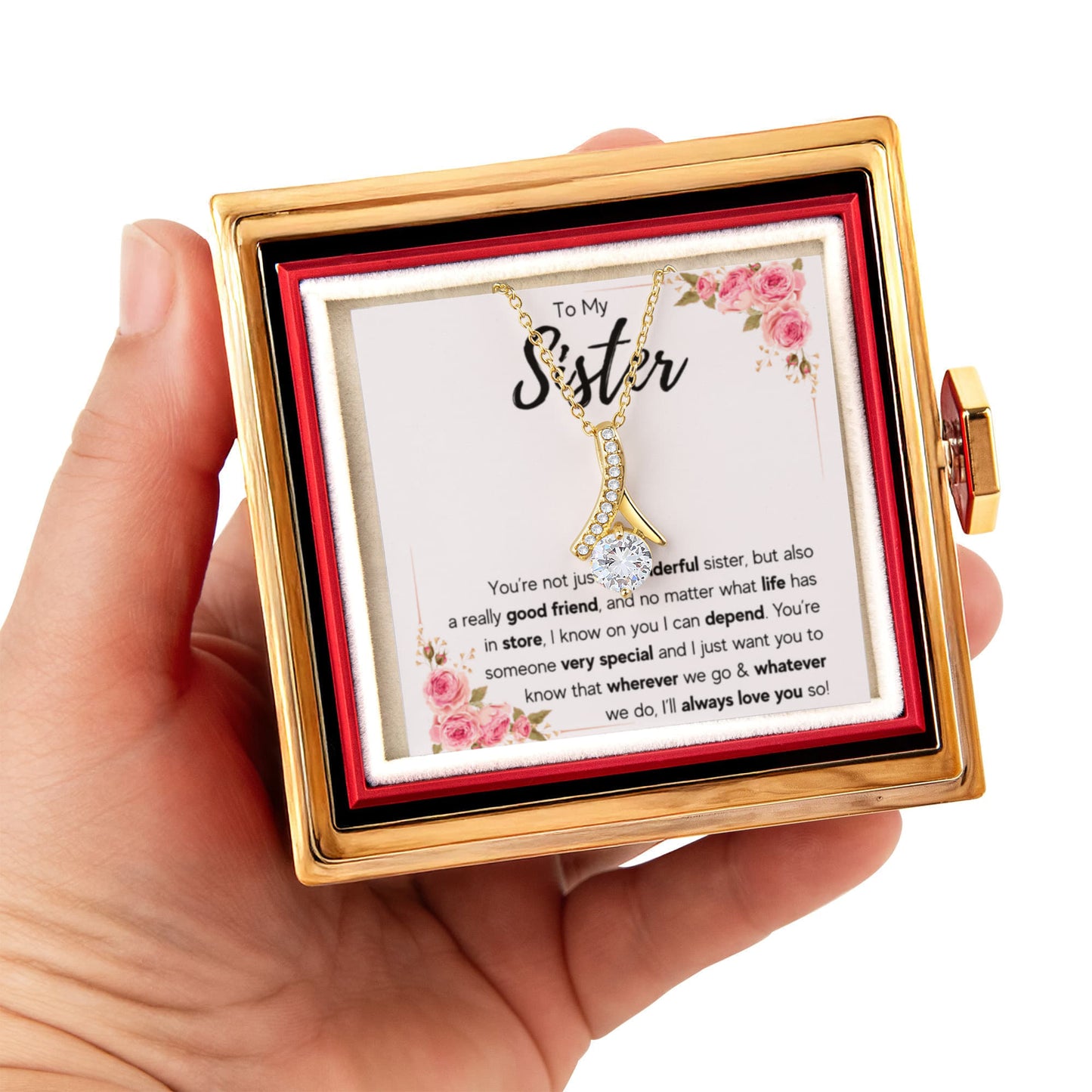 TO MY SISTER LOVE YOU SO ALLURING NECKLACE ROSE BOX GIFT SET