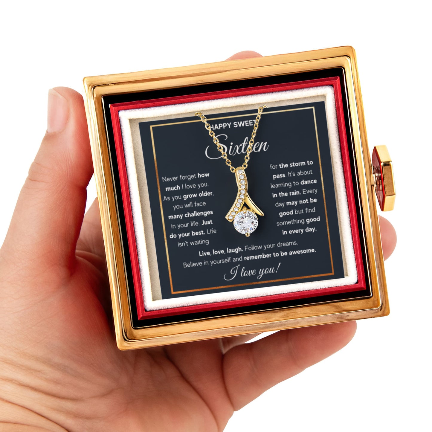 HAPPY SWEET SIXTEEN RAIN ALLURING NECKLACE ROSE BOX GIFT SET