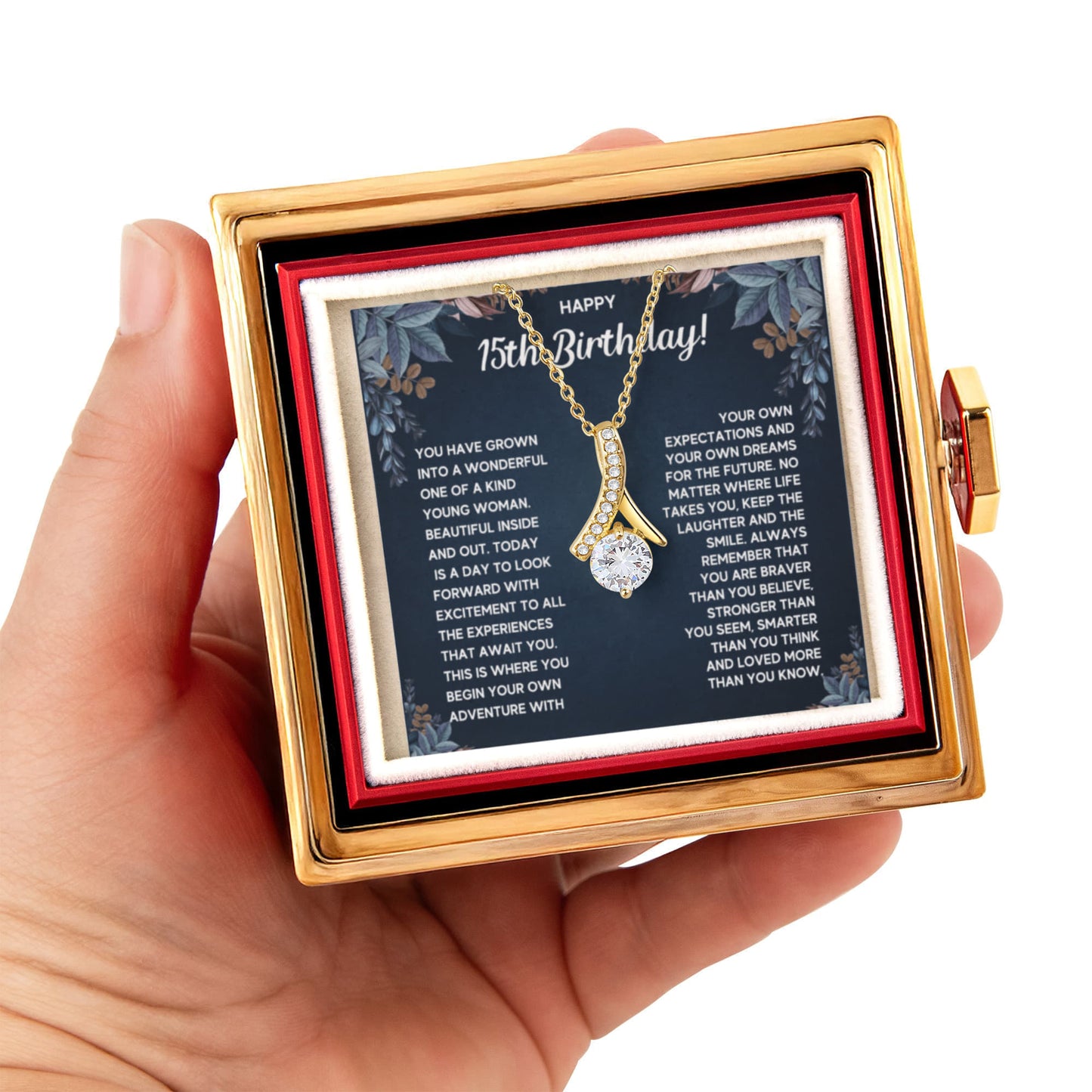 HAPPY 15TH BIRTHDAY DREAMS ALLURING NECKLACE ROSE BOX GIFT SET