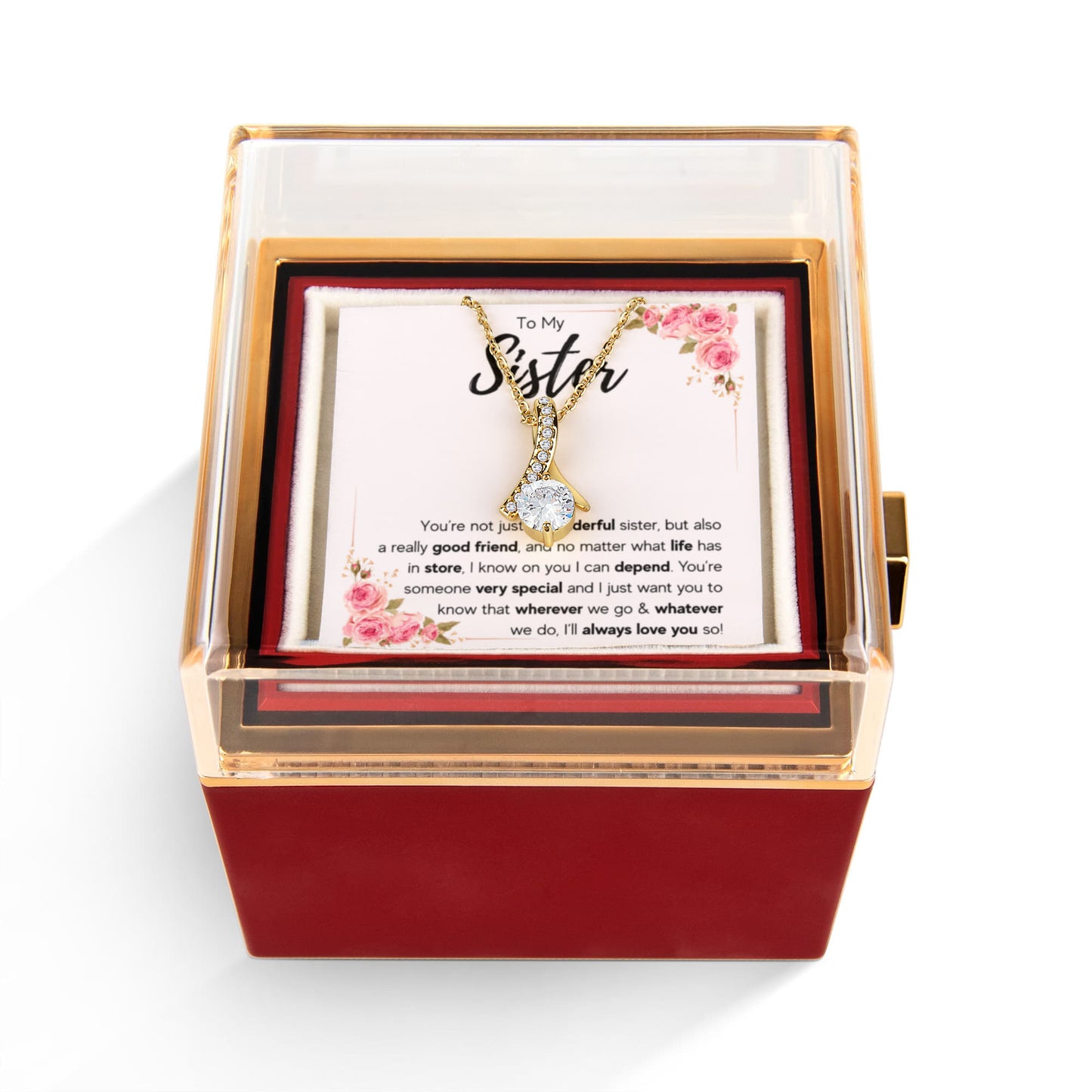 TO MY SISTER LOVE YOU SO ALLURING NECKLACE ROSE BOX GIFT SET