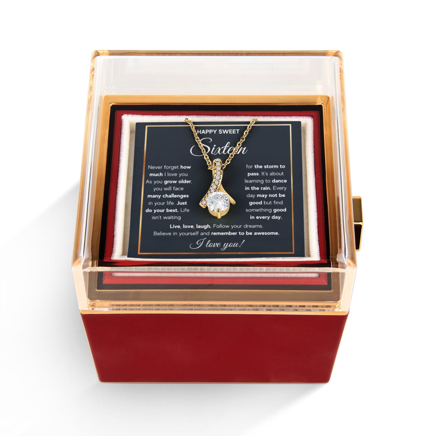 HAPPY SWEET SIXTEEN RAIN ALLURING NECKLACE ROSE BOX GIFT SET