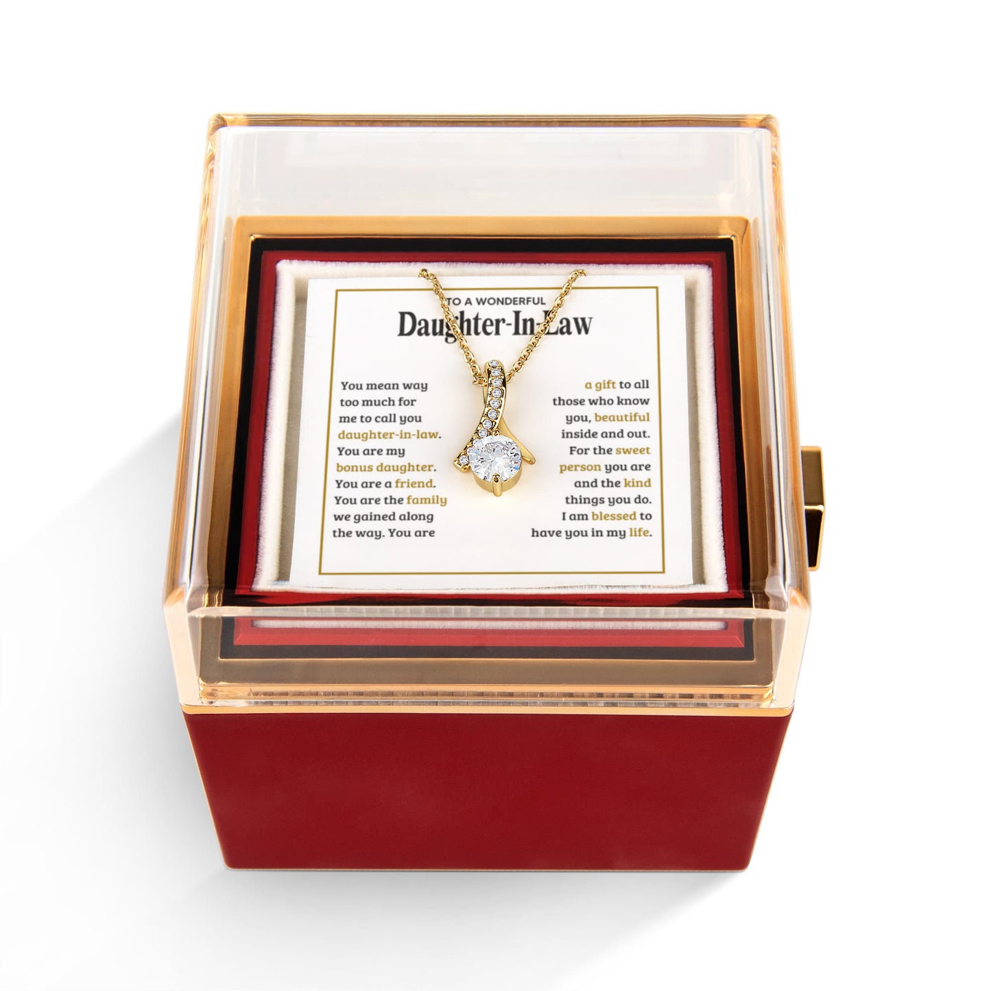 TO MY DAUGHTER IN LAW SWEET PERSON ALLURING BEAUTY NECKLACE ROSE BOX GIFT SET