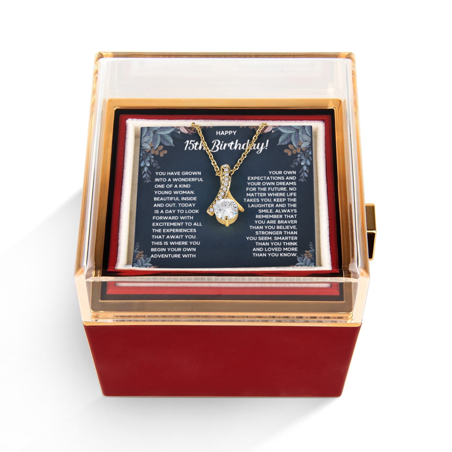 HAPPY 15TH BIRTHDAY DREAMS ALLURING NECKLACE ROSE BOX GIFT SET