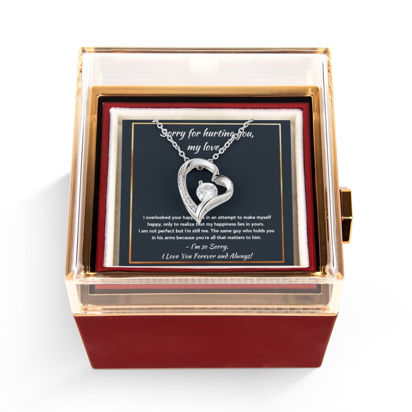 I'M SORRY HAPPINESS FOREVER LOVE NECKLACE ROSE BOX GIFT SET