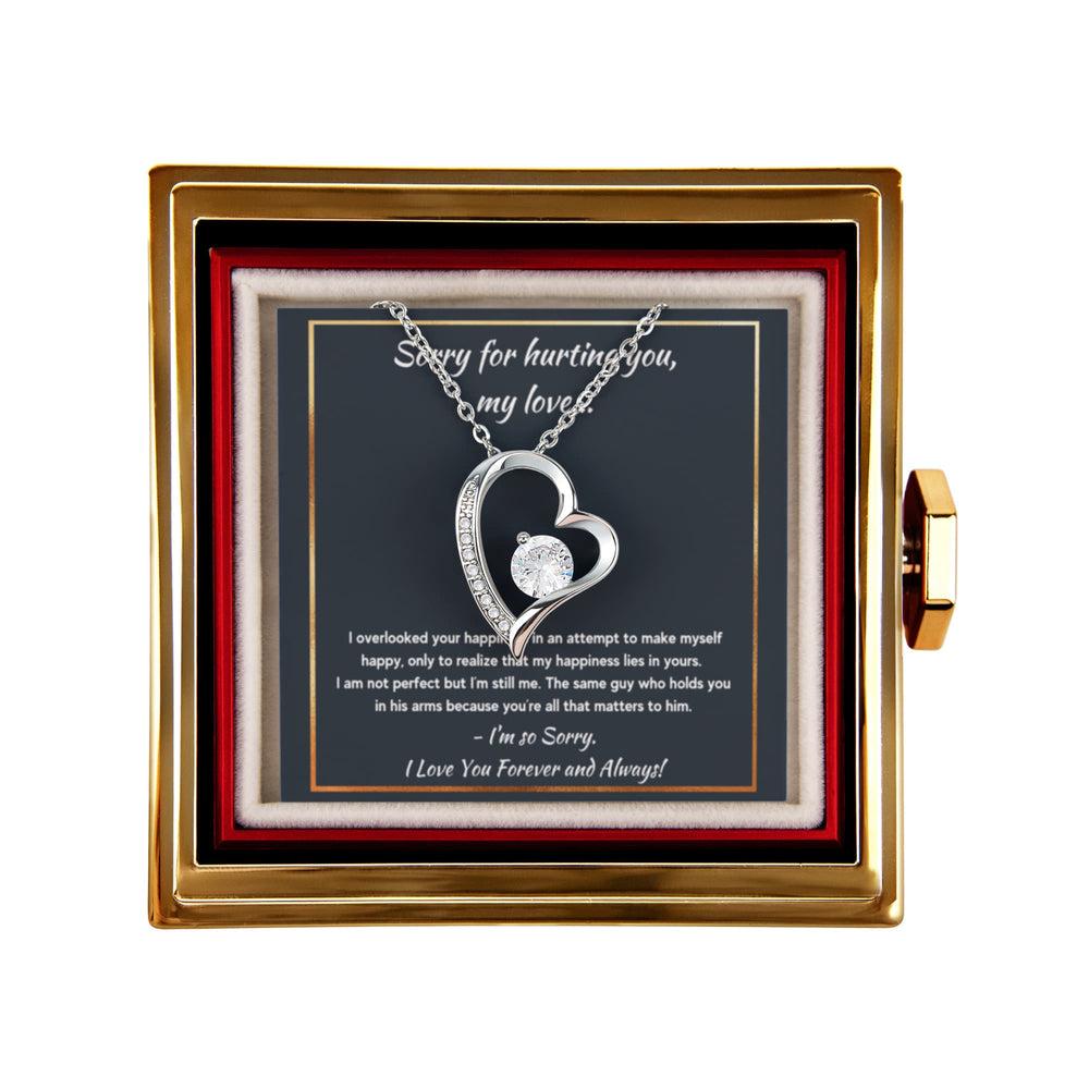 I'M SORRY HAPPINESS FOREVER LOVE NECKLACE ROSE BOX GIFT SET