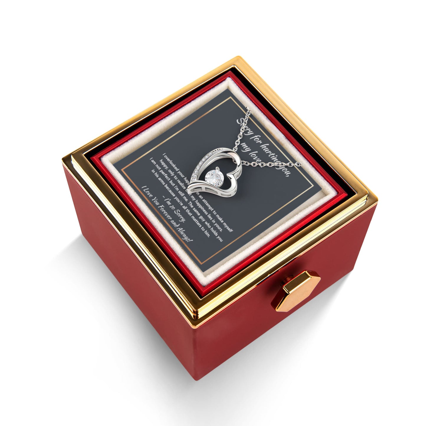 I'M SORRY HAPPINESS FOREVER LOVE NECKLACE ROSE BOX GIFT SET