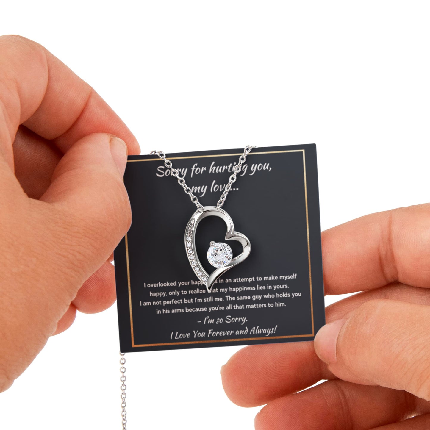 I'M SORRY HAPPINESS FOREVER LOVE NECKLACE ROSE BOX GIFT SET