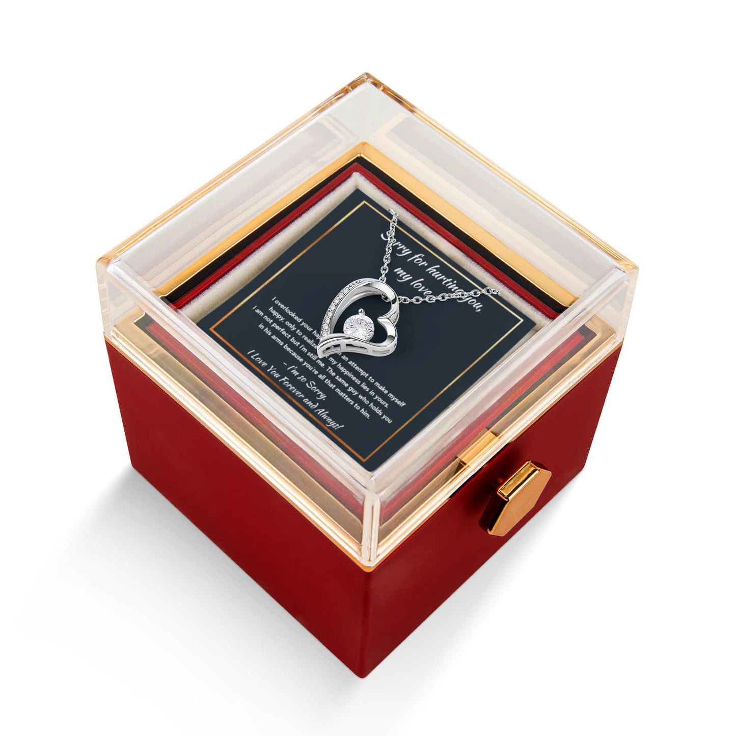 I'M SORRY HAPPINESS FOREVER LOVE NECKLACE ROSE BOX GIFT SET