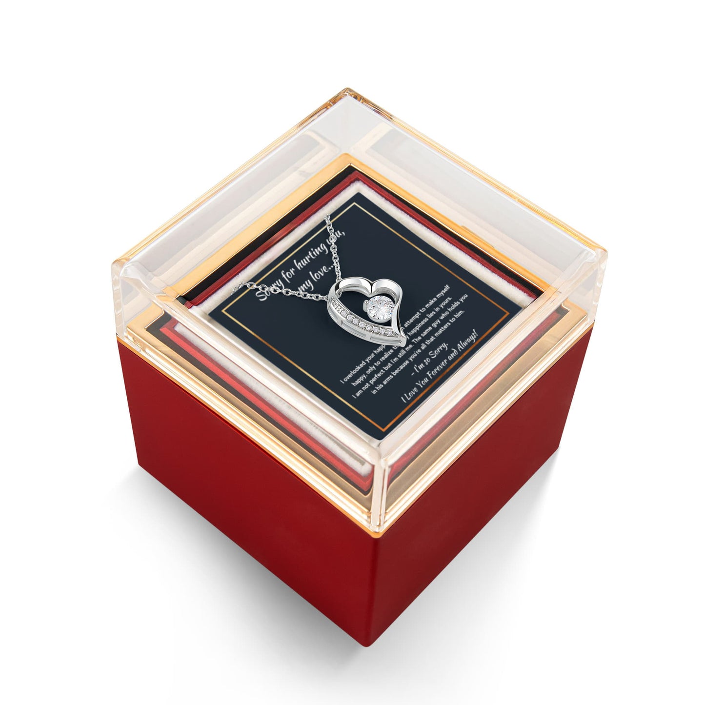 I'M SORRY HAPPINESS FOREVER LOVE NECKLACE ROSE BOX GIFT SET