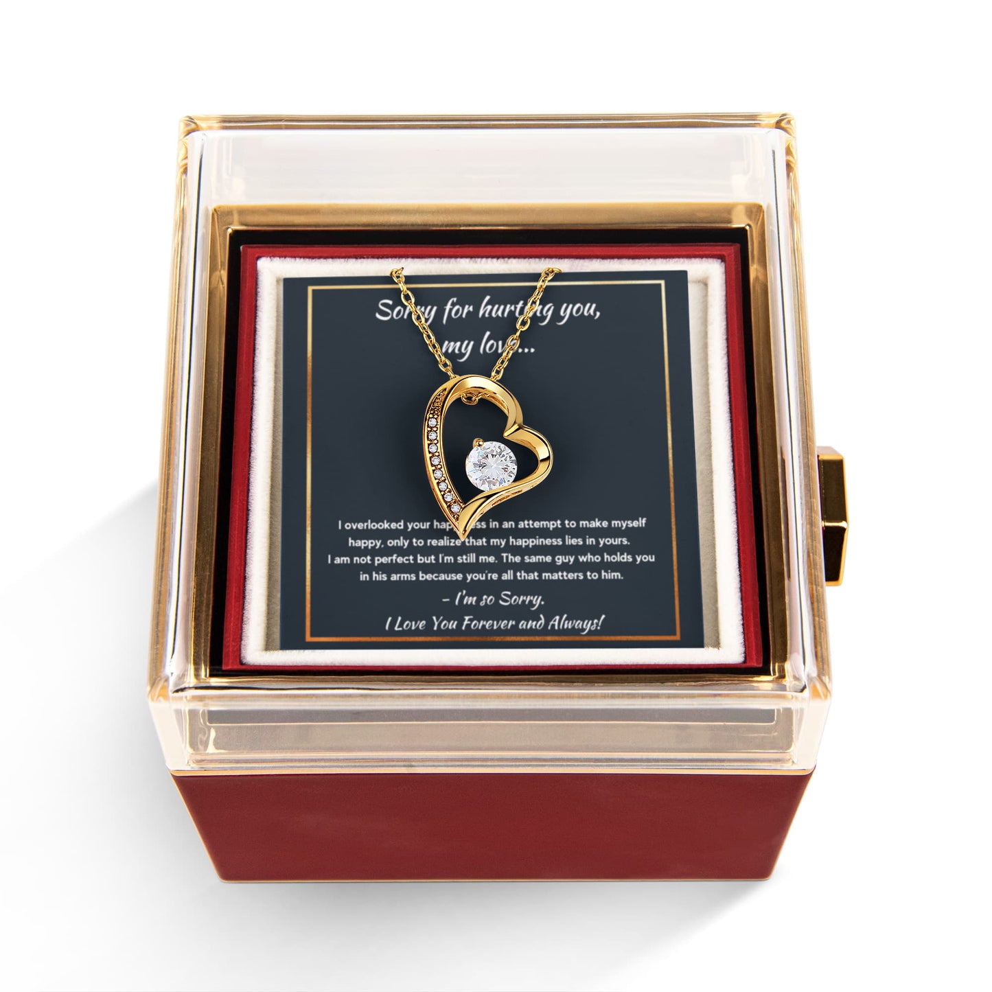 I'M SORRY HAPPINESS FOREVER LOVE NECKLACE ROSE BOX GIFT SET