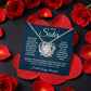 TO MY SISTER SQUEEZED LOVE KNOT NECKLACE ROSE BOX GIFT SET