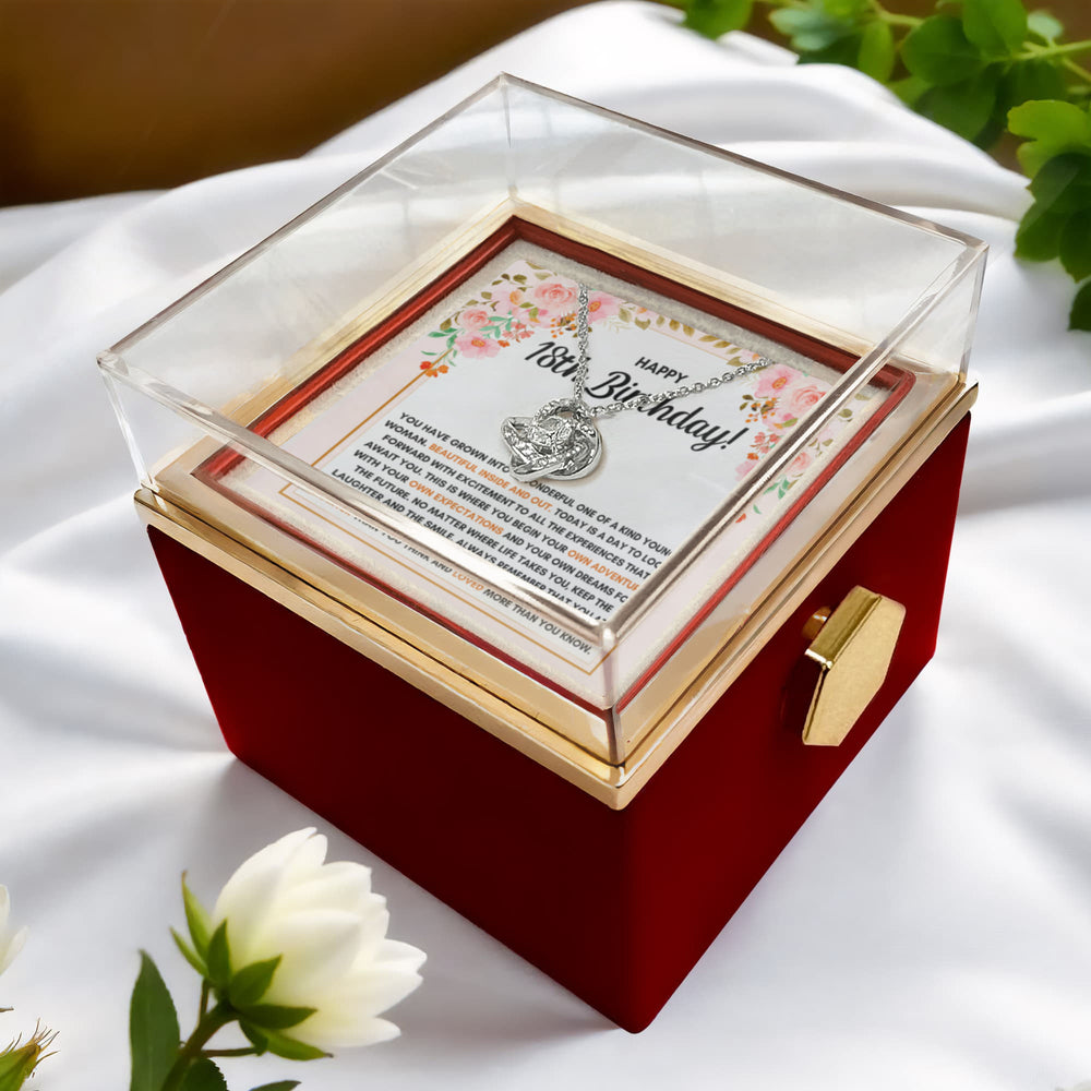 18TH BIRTHDAY DREAMS LOVE KNOT NECKLACE ROSE BOX GIFT SET