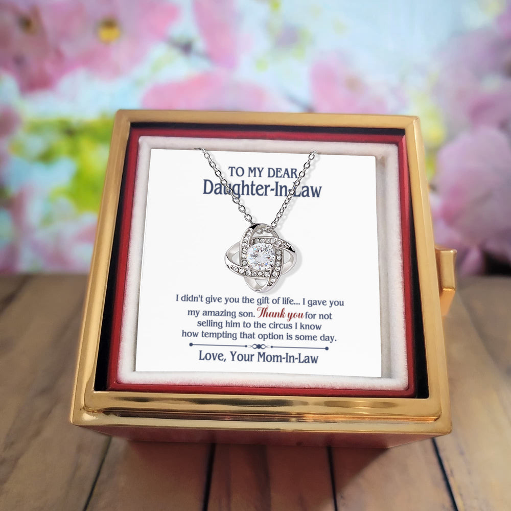 TO MY DAUGHTER IN LAW CIRCUS LOVE KNOT NECKLACE ROSE BOX GIFT SET