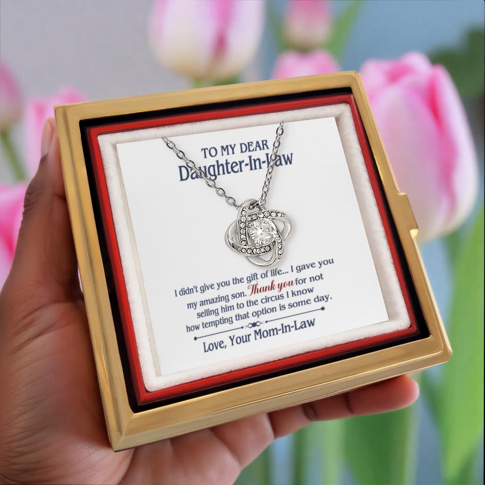 TO MY DAUGHTER IN LAW CIRCUS LOVE KNOT NECKLACE ROSE BOX GIFT SET