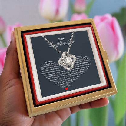 TO MY DAUGHTER IN LAW PRAYERS LOVE KNOT NECKLACE ROSE BOX GIFT SET