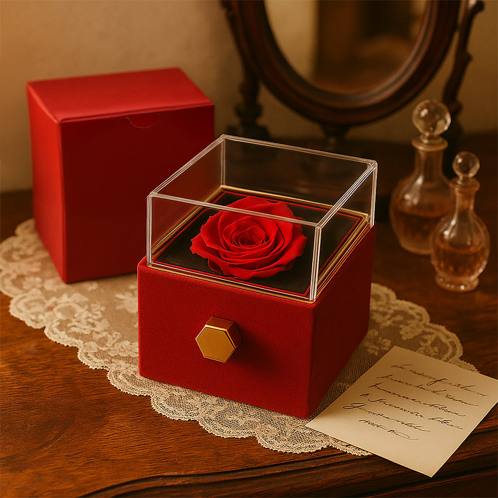 TO MY SISTER CONNECTED LOVE KNOT NECKLACE ROSE BOX GIFT SET