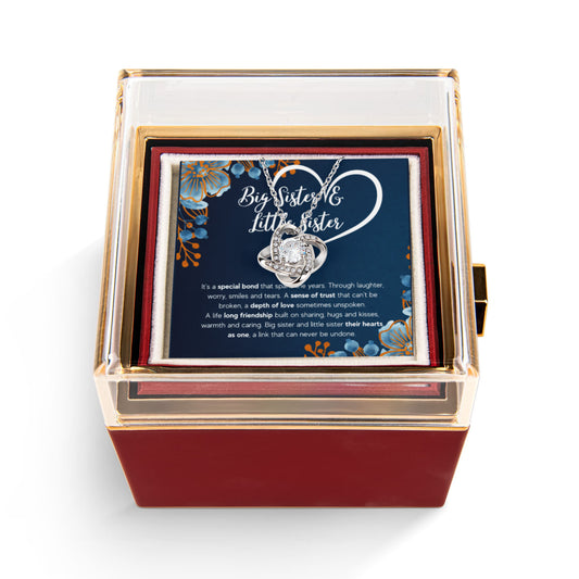TO MY SISTER BOND KNOT NECKLACE ROSE BOX GIFT SET