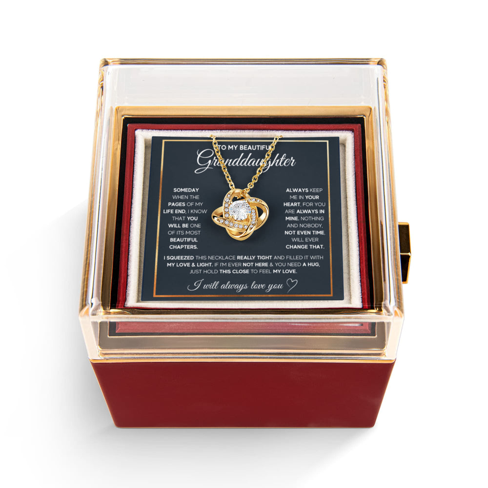 TO MY GRANDDAUGHTER SQUEEZED LOVE KNOT NECKLACE ROSE BOX GIFT SET