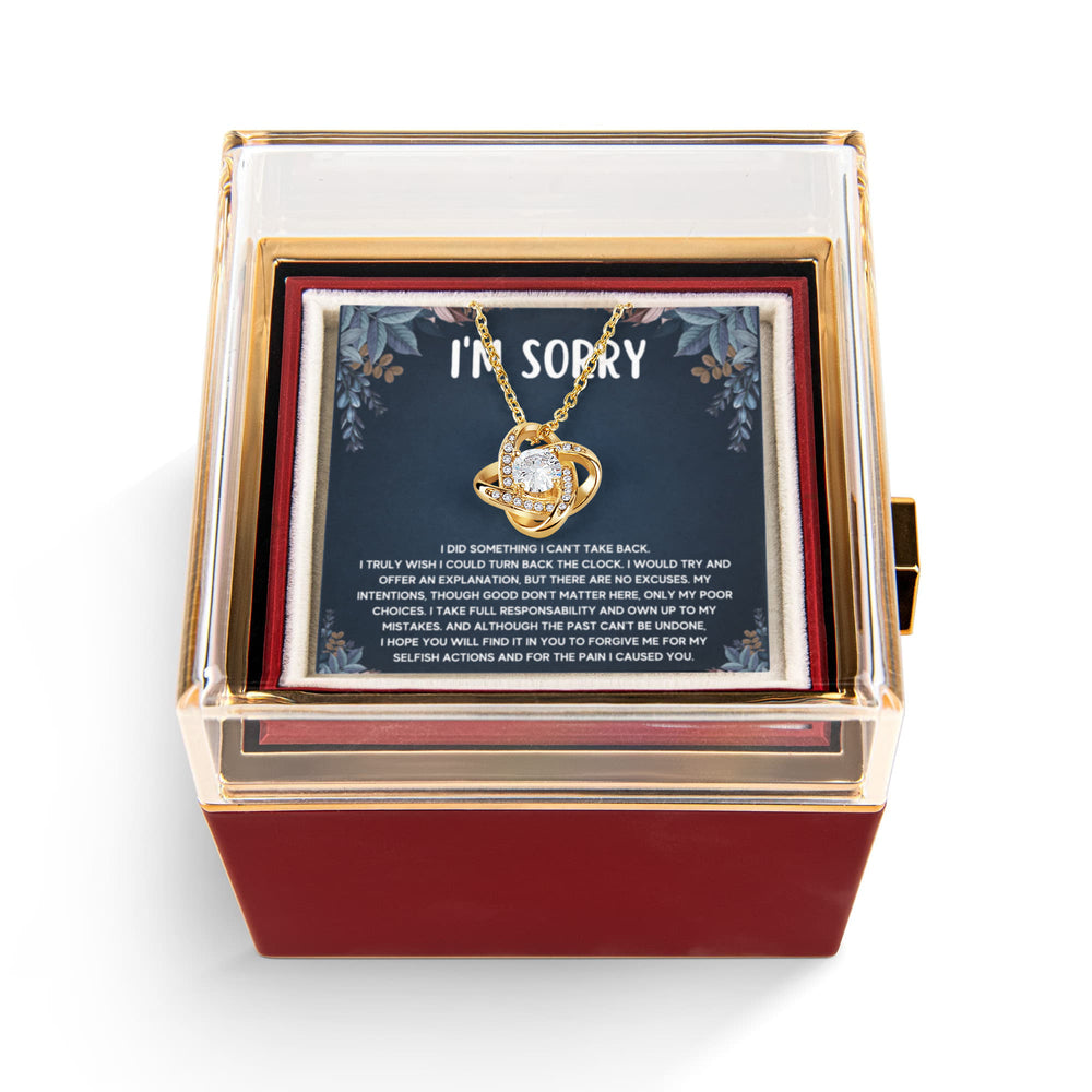 I'M SORRY POOR CHOICES LOVE KNOT NECKLACE ROSE BOX GIFT SET