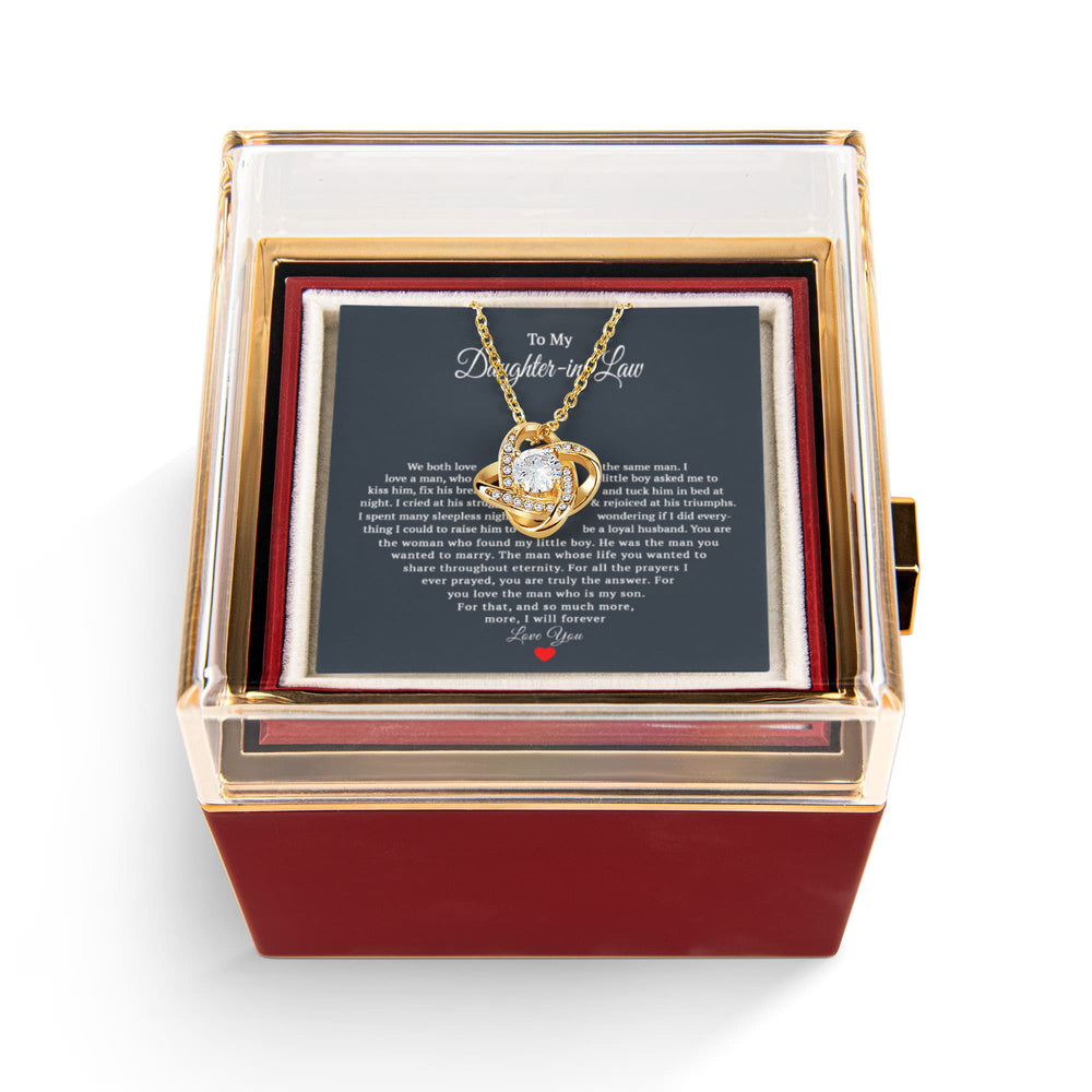 TO MY DAUGHTER IN LAW PRAYERS LOVE KNOT NECKLACE ROSE BOX GIFT SET