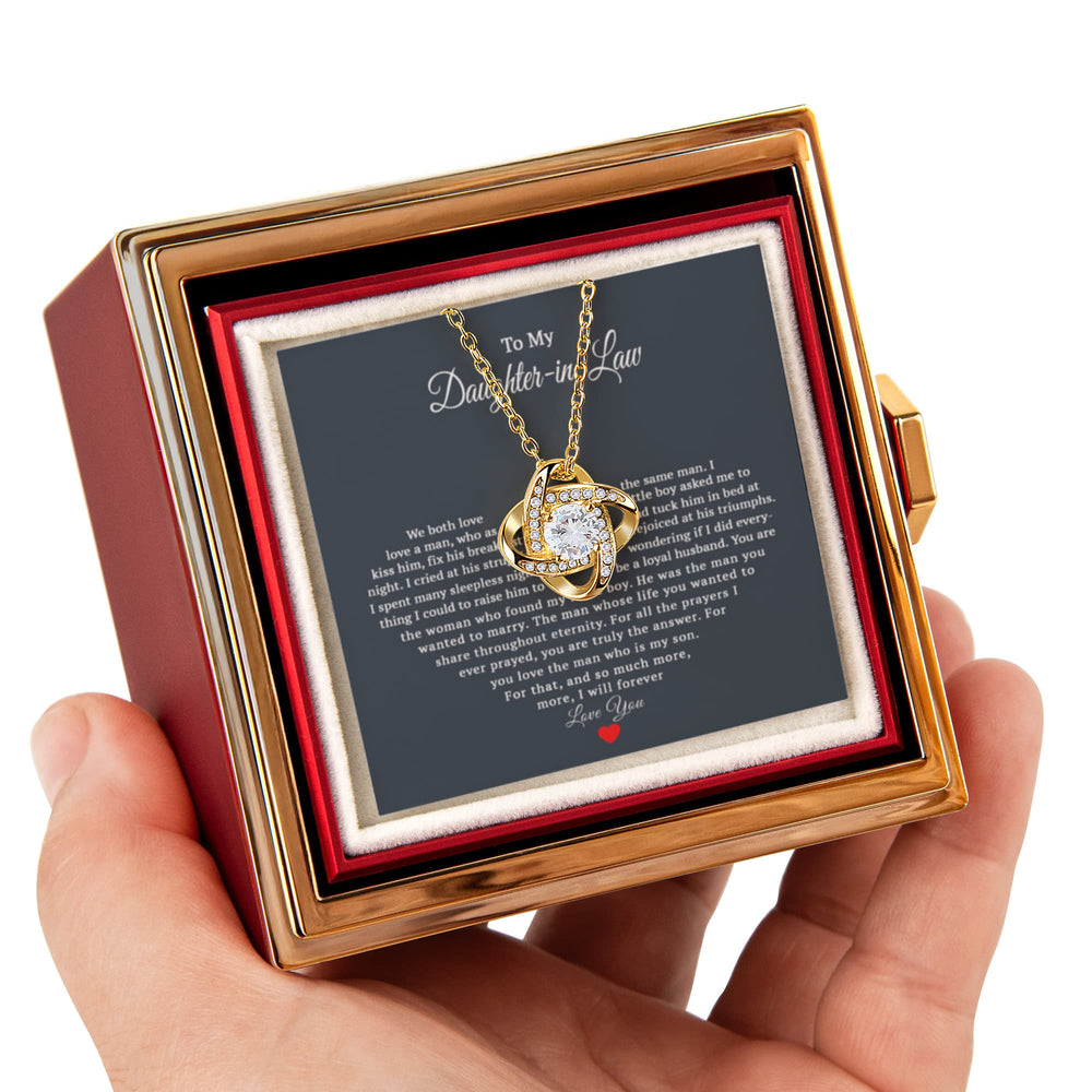 TO MY DAUGHTER IN LAW PRAYERS LOVE KNOT NECKLACE ROSE BOX GIFT SET