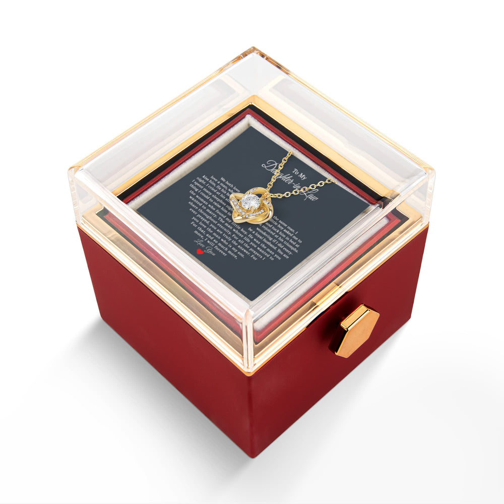 TO MY DAUGHTER IN LAW PRAYERS LOVE KNOT NECKLACE ROSE BOX GIFT SET
