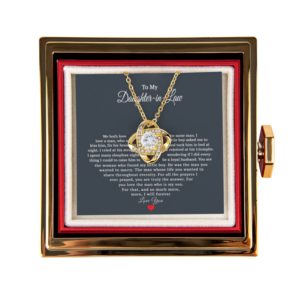 TO MY DAUGHTER IN LAW PRAYERS LOVE KNOT NECKLACE ROSE BOX GIFT SET